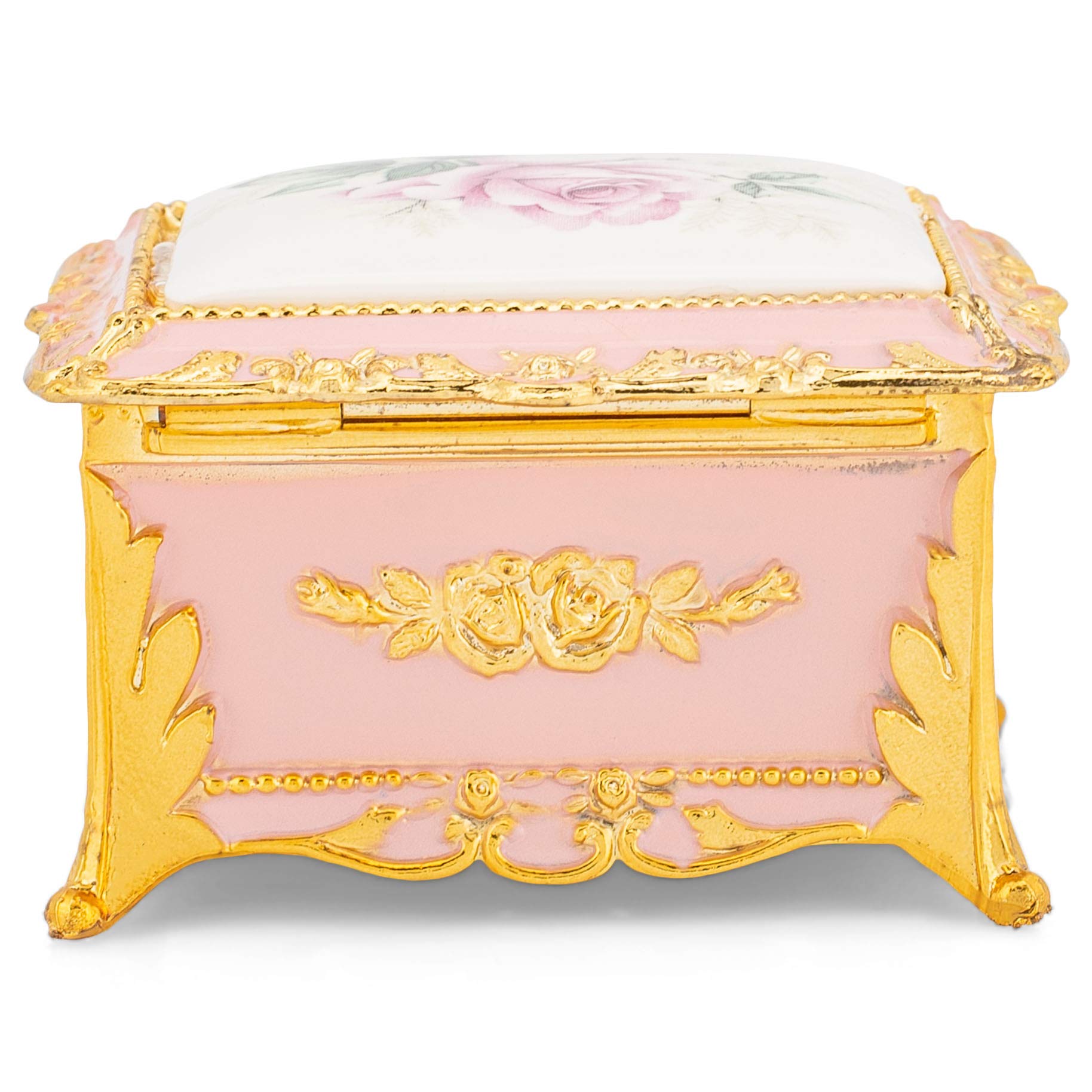Elegant Pink Floral Porcelain Music Jewelry Box with Lined Compartment & Canon Melody - Perfect Gift for Birthdays, Anniversaries & Home Decor