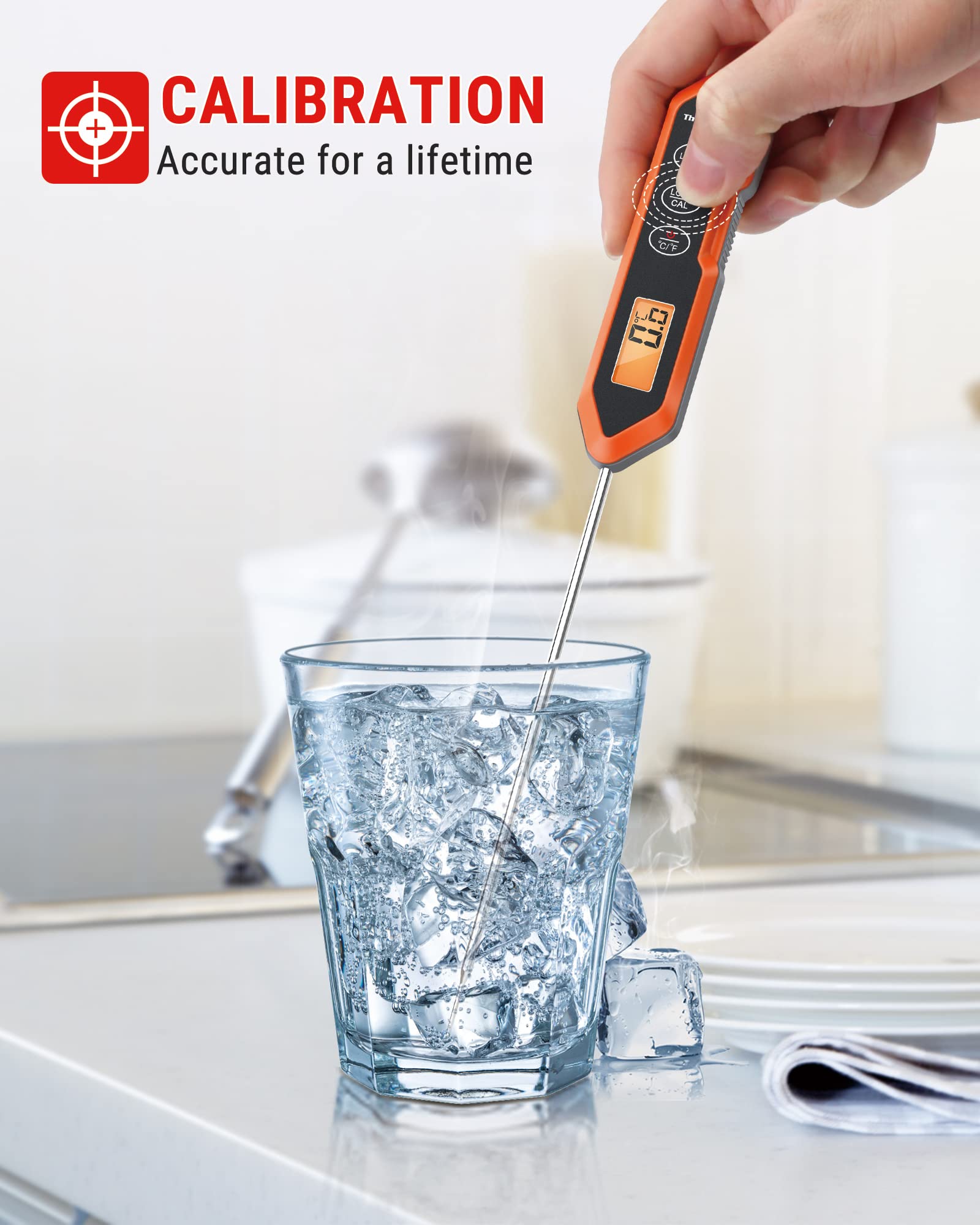 ThermoPro TP15H Waterproof Digital Meat Thermometer - Instant Read Food Thermometer with Backlight & Calibration for Cooking, Grilling, Baking - Perfect for Meat, Liquids, Candy, BBQ, Oven, Turkey & More