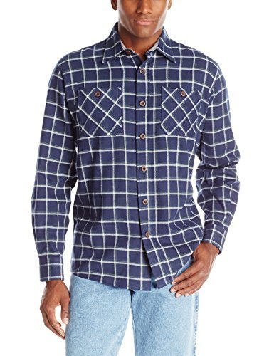 Wrangler Authentics Men's Long Sleeve Flannel Shirt - Soft Plaid Button Down for Casual Wear, Outdoor Activities & Fall Fashion