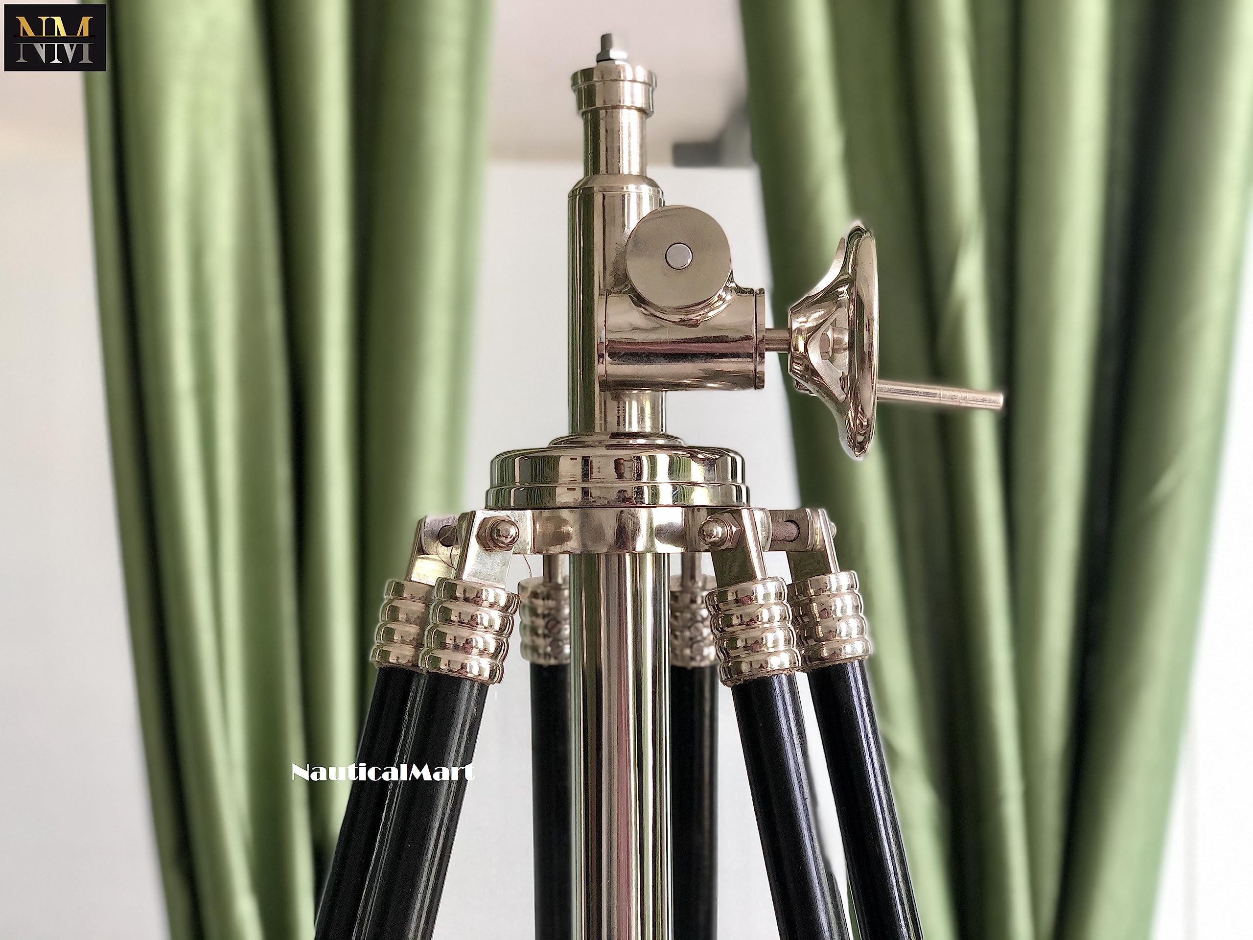 NauticalMart Royal Marine Designer's Tripod Floor Lamp for Living Room, Bedroom & Office - Modern Adjustable Standing Light with 3-Leg Base (Shade Not Included) - Perfect for Reading, Decor & Ambient Lighting