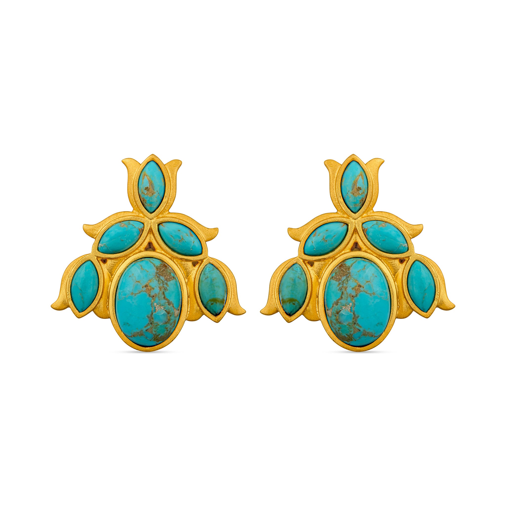 Bluebell Stud Earrings with Turquoise Gemstone – Elegant & Dainty Jewelry for Women | Perfect for Everyday Wear, Parties & Gifts