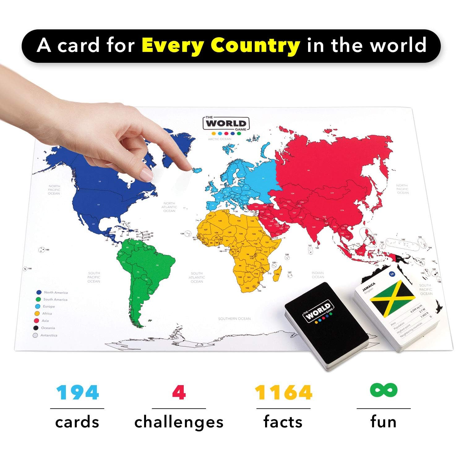 The World Game - Fun Geography Card Game for Kids, Family & Adults | Educational Board Game with World Map | Perfect Learning Gift for Boys & Girls Ages 8-12 | Great for Classroom, Travel & Family Game Night