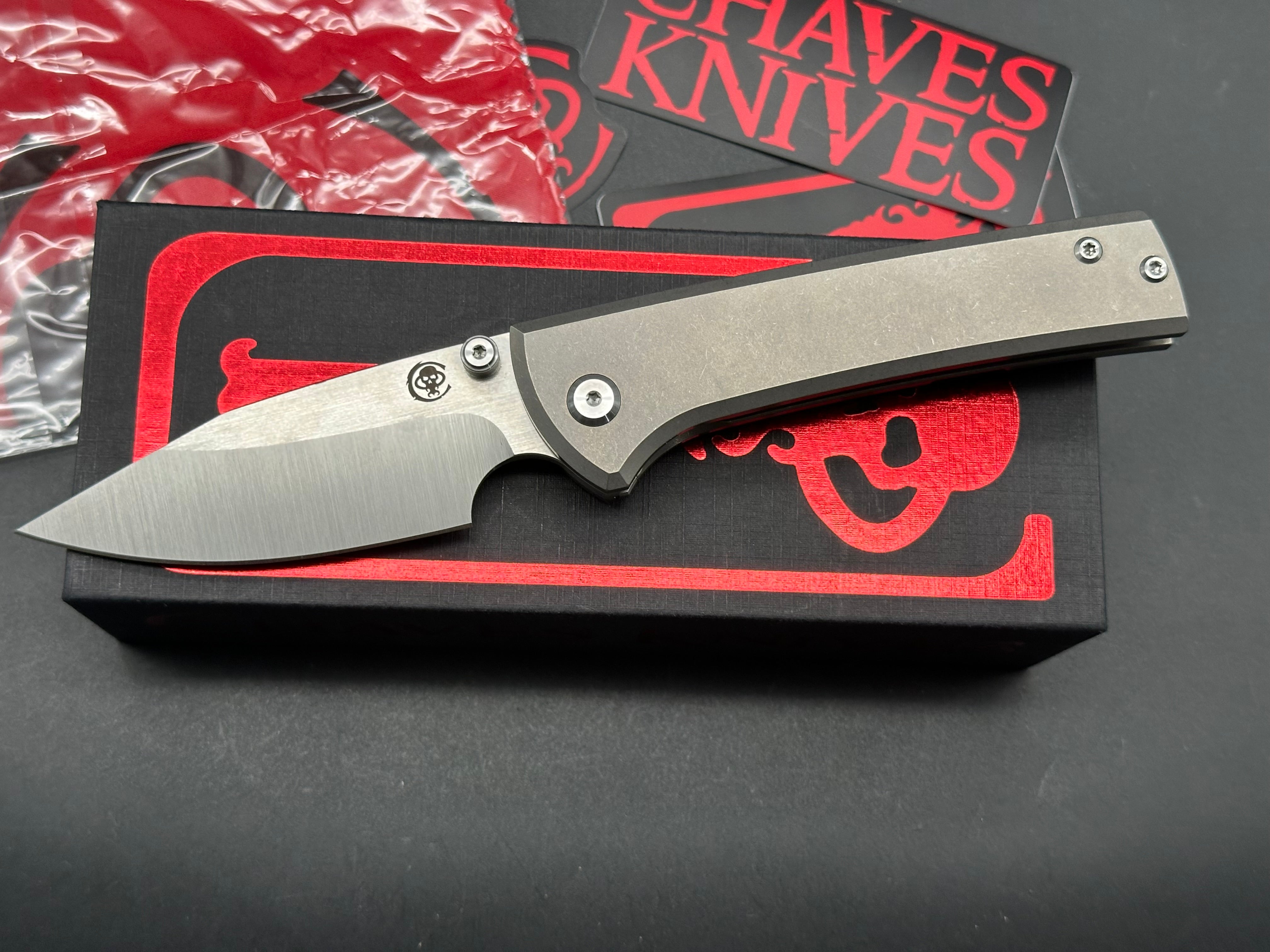 Chaves Scapegoat Street Frame Lock Knife - Gray Titanium Handle, 3.5