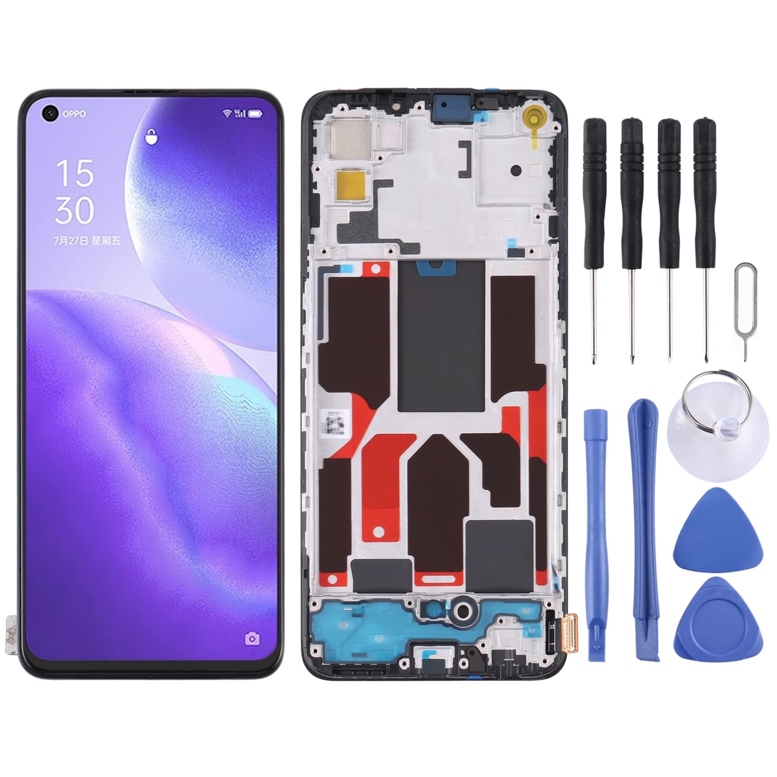 Original Title: Replacement Part for Oppo Phone LCD Screen and Digitizer Full Assembly with Frame for for Oppo Reno5 5G/Find X3 Lite   Optimized Title: **Oppo Reno5 5G / Find X3 Lite LCD Screen & Digitizer Assembly with Frame - Full Replacement Part for DIY Repair or Professional Fix**