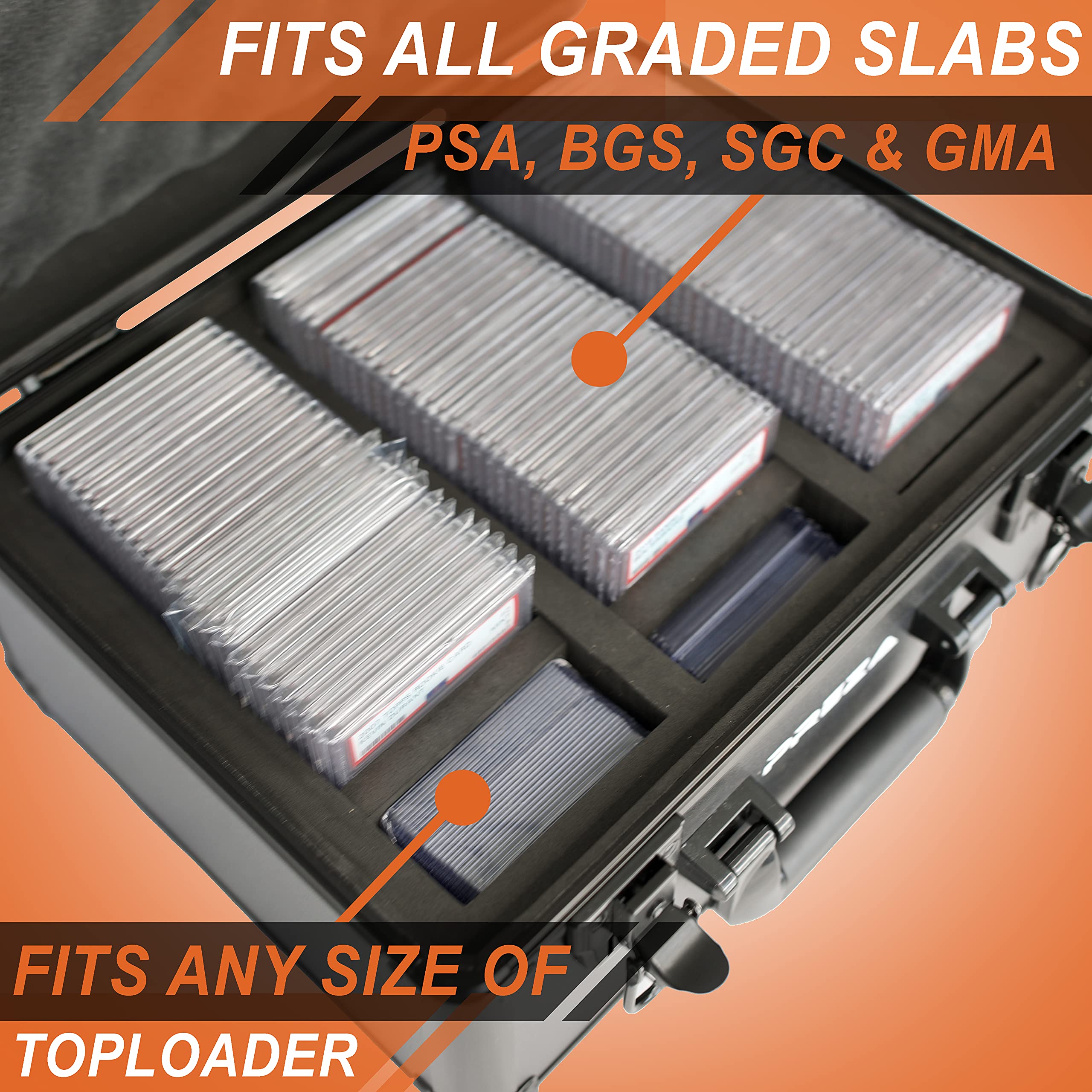PREZA Graded Card Storage Box - Premium Slab Case Holder for PSA, BGS & CGC Trading Cards (Black) - Perfect for Collectors, Display & Protection