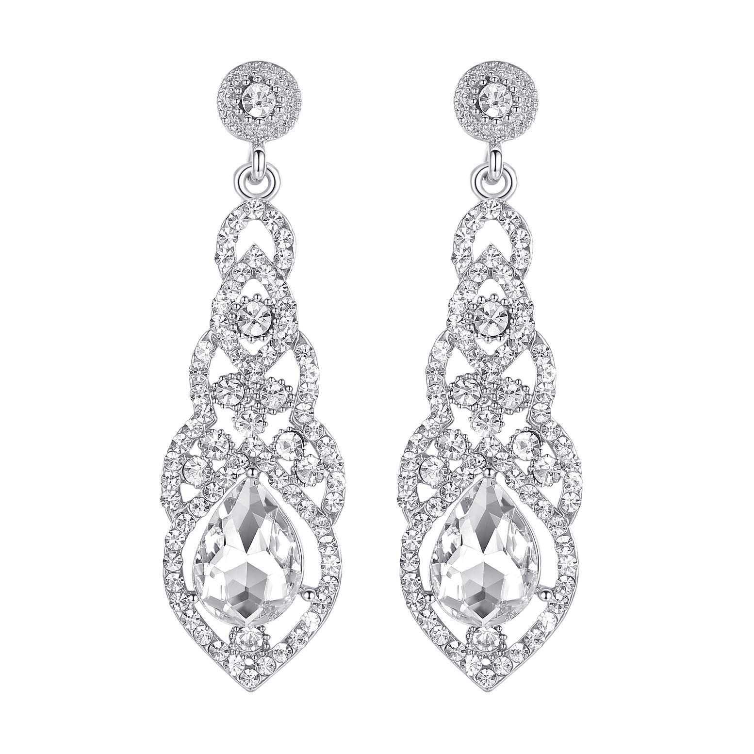 Mecresh Women's Teardrop Crystal Chandelier Dangle Earrings - Alloy Fashion Jewelry for Party, Wedding & Evening Out