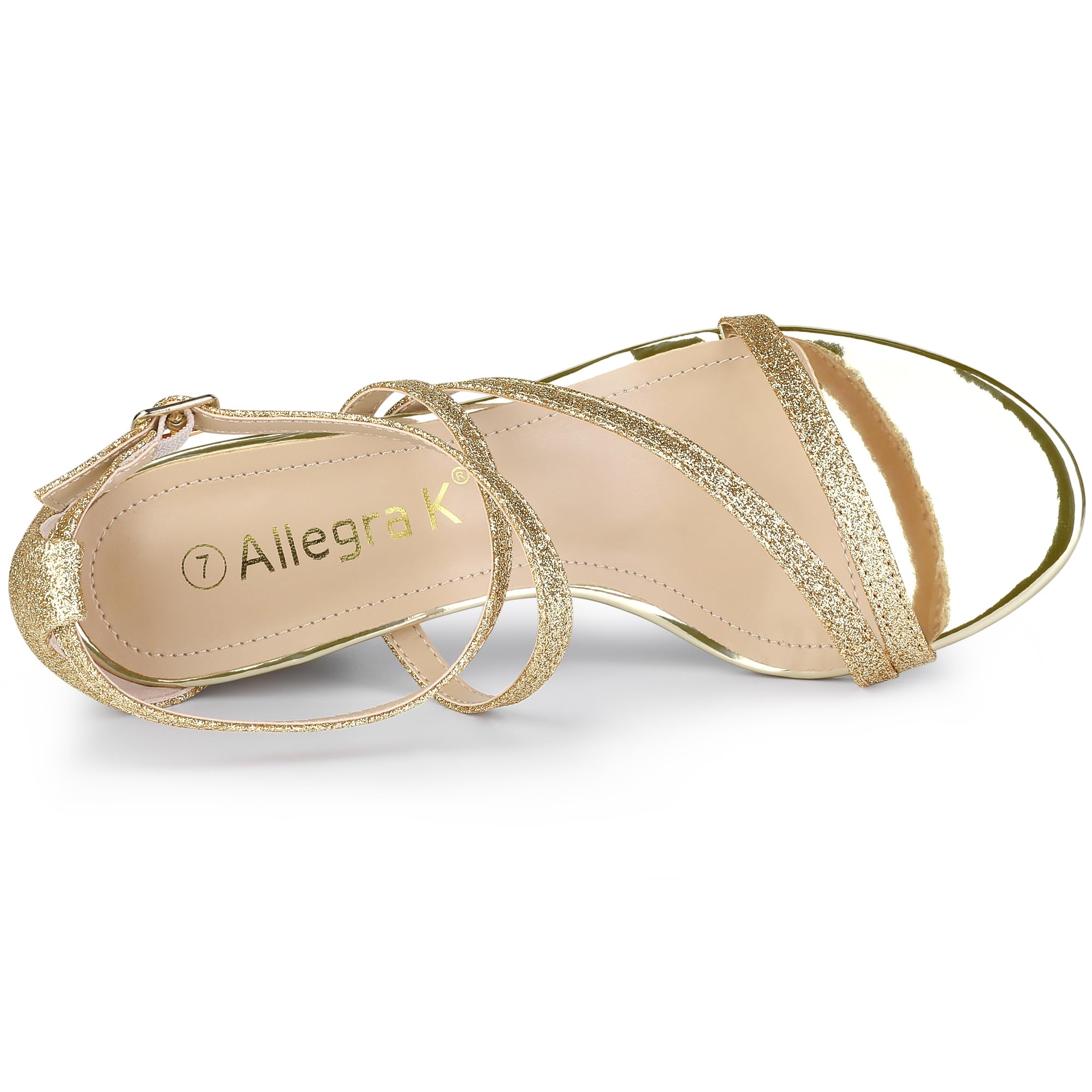 Allegra K Women's Glitter Crisscross Strap Chunky Heel Sandals - Party, Wedding & Evening Dress Shoes for Women
