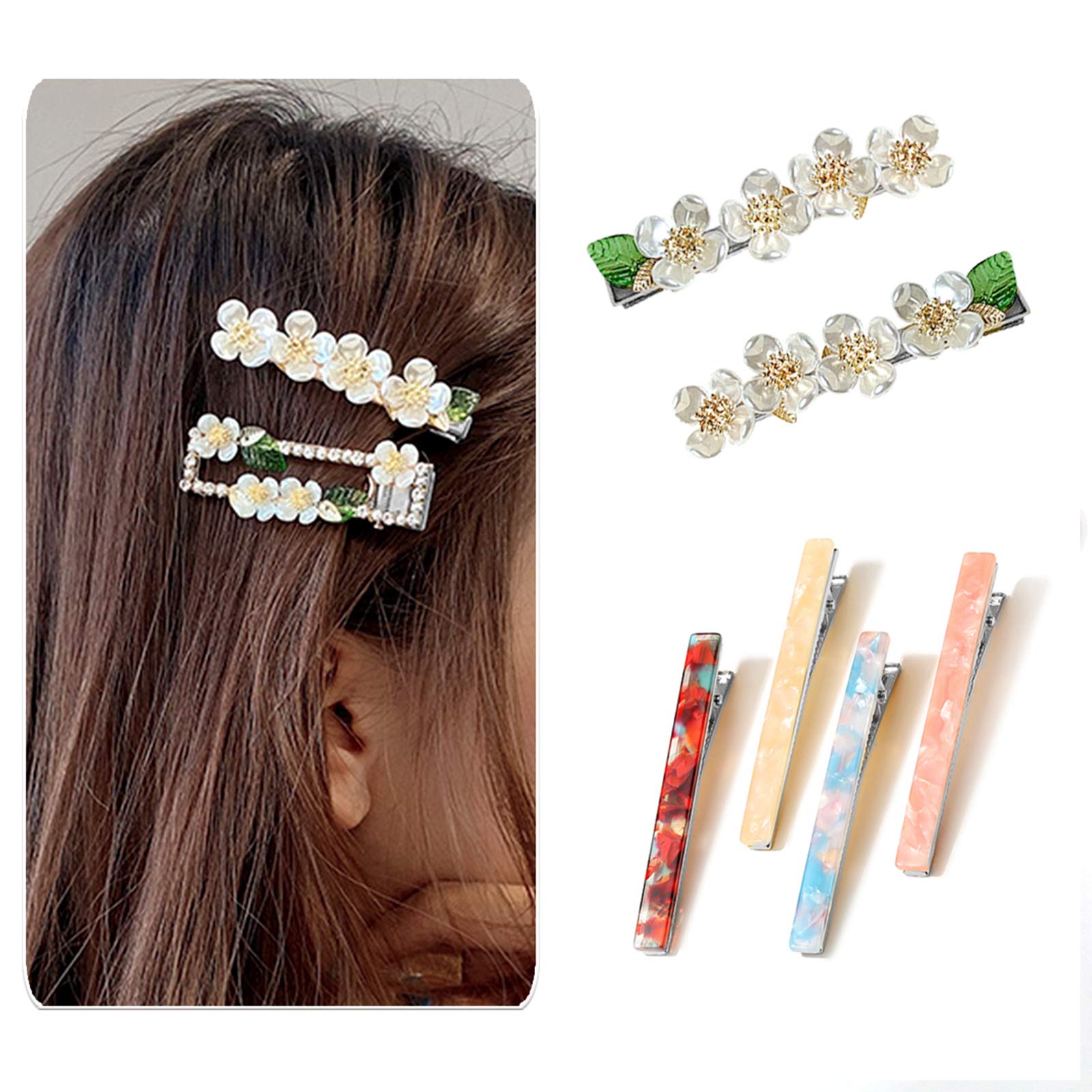 60PCS Silicone Resin Hair Clips with Pearl Decorations - DIY Hair Bow Clips for Girls & Women (Silver) | Perfect for Parties, Weddings, and Daily Hair Styling