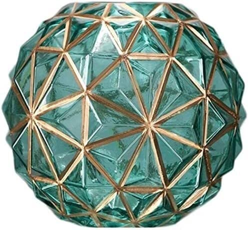 Transparent Glass Vase with Golden Border - Small Green Flower Vase for Home Decoration, Floral Arrangement, Water Display | Perfect for Living Room, Dining Table, Wedding Centerpiece & Gift