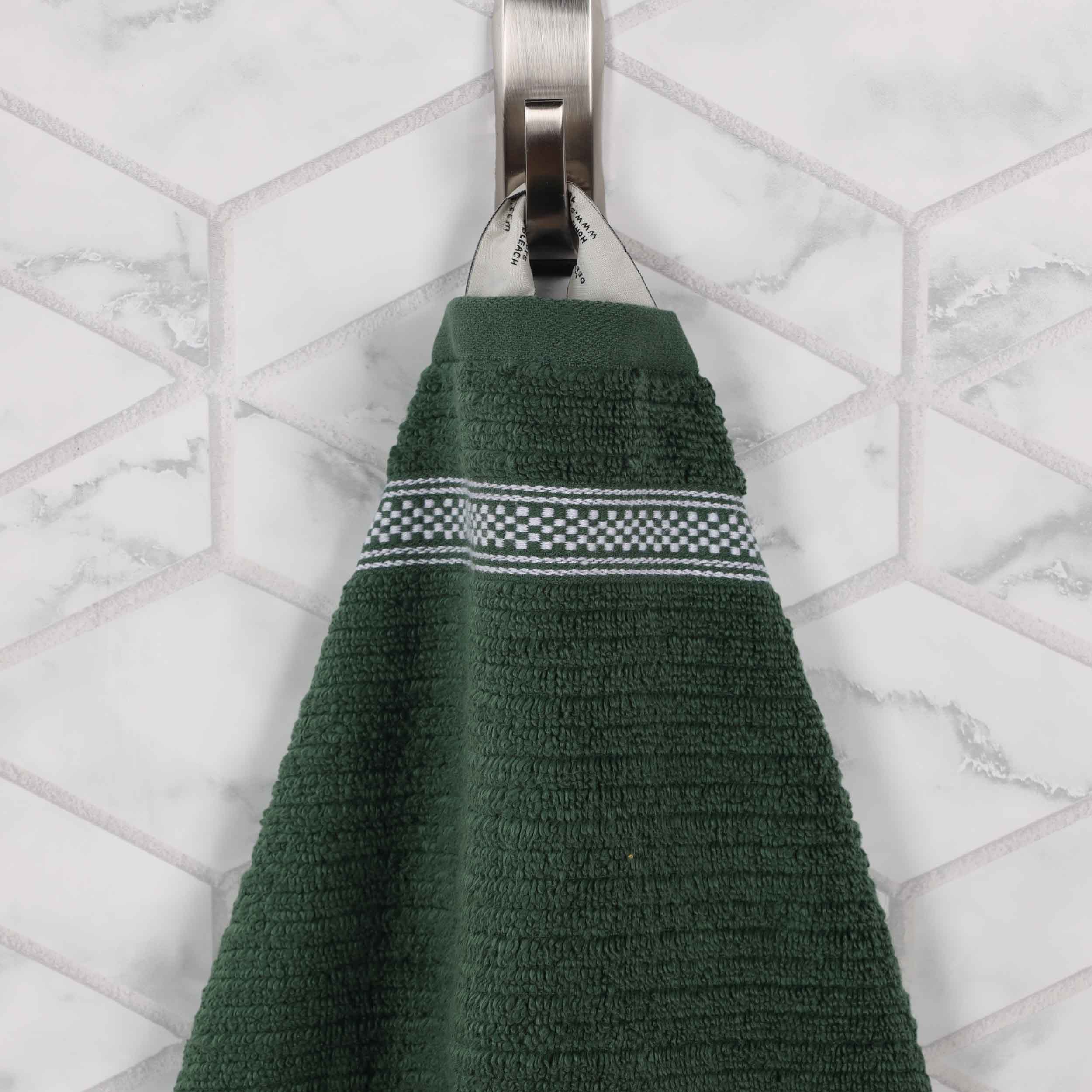 Premium Zero Twist Cotton Ribbed Geometric Border Plush 3-Piece Bath Towel Set - Ultra Soft & Absorbent for Spa, Bathroom & Luxury Home Use