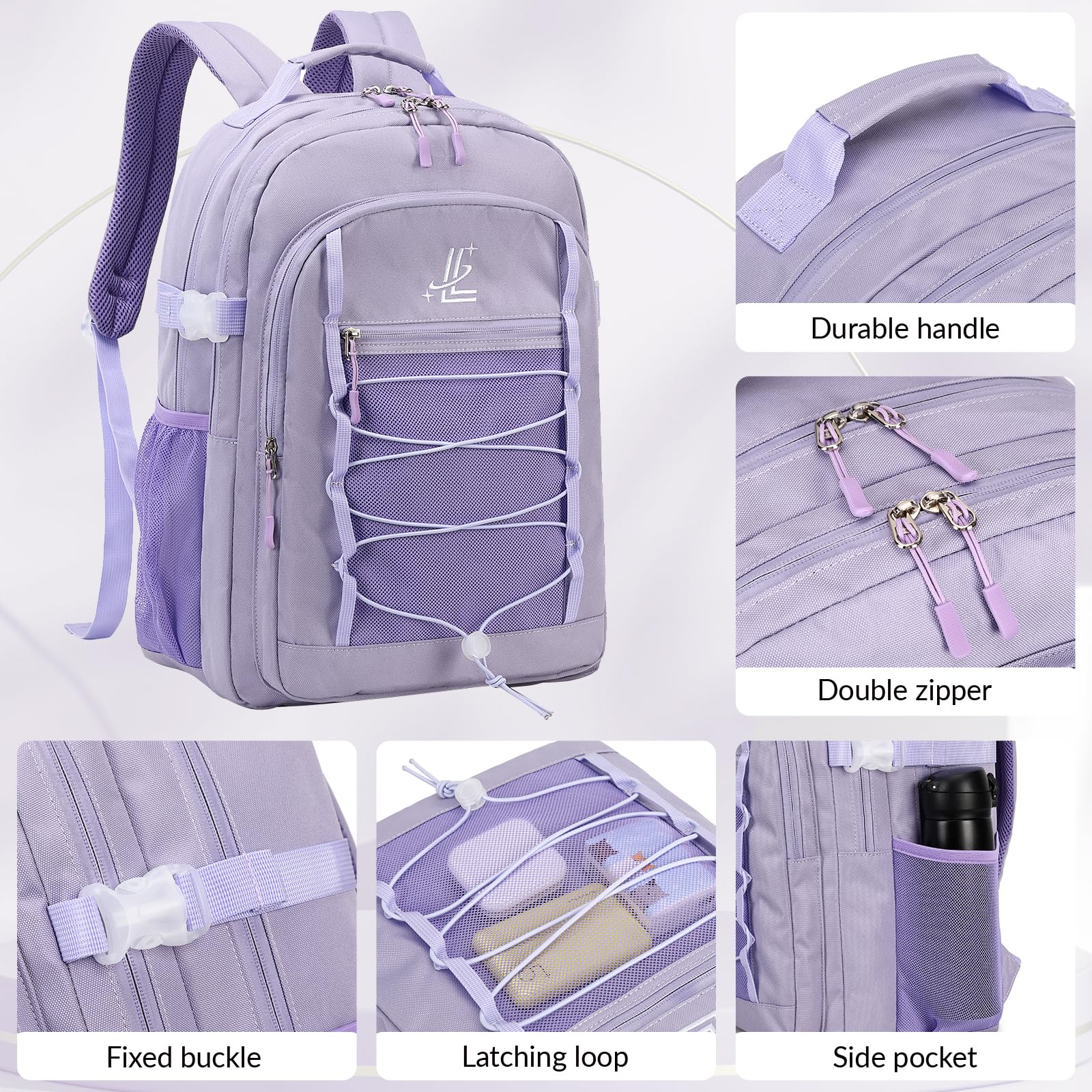 Lanola Durable Travel Backpack for Men & Women - Lightweight College Student Backpack, Middle School Bag - Gray Blue | Perfect for Commuting, Campus Life & Weekend Getaways