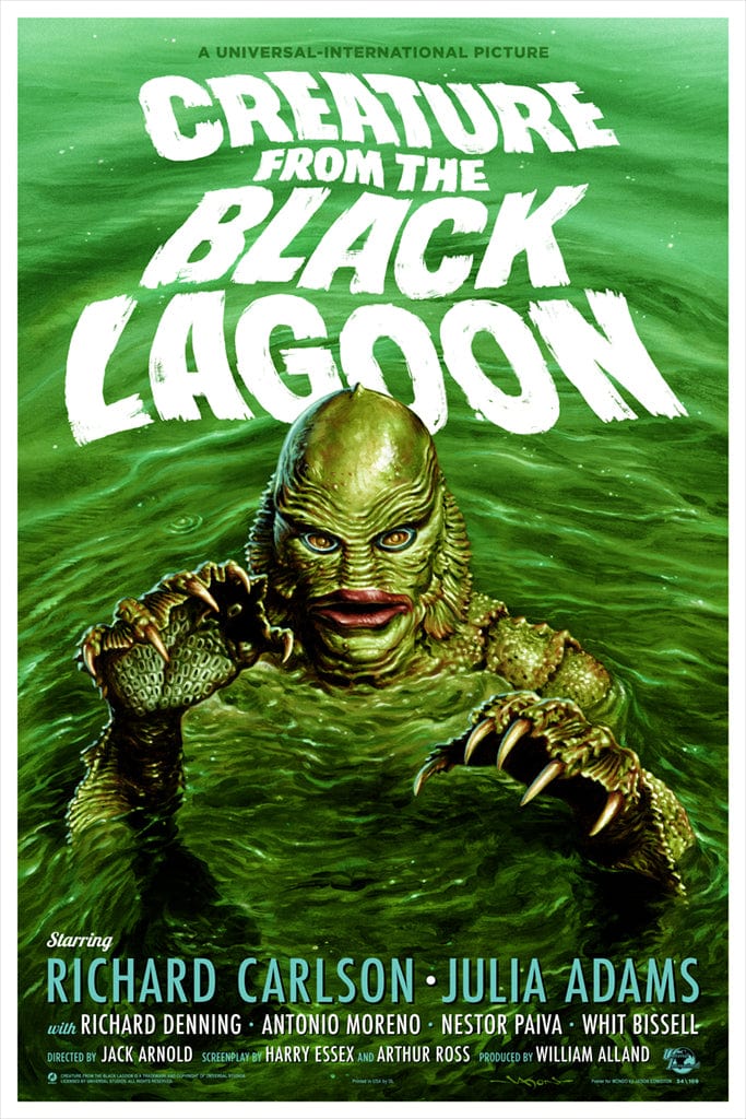 Vintage Creature From The Black Lagoon Movie Poster - Classic Horror Film Wall Art Decor for Home Theater, Man Cave & Halloween Party Decorations