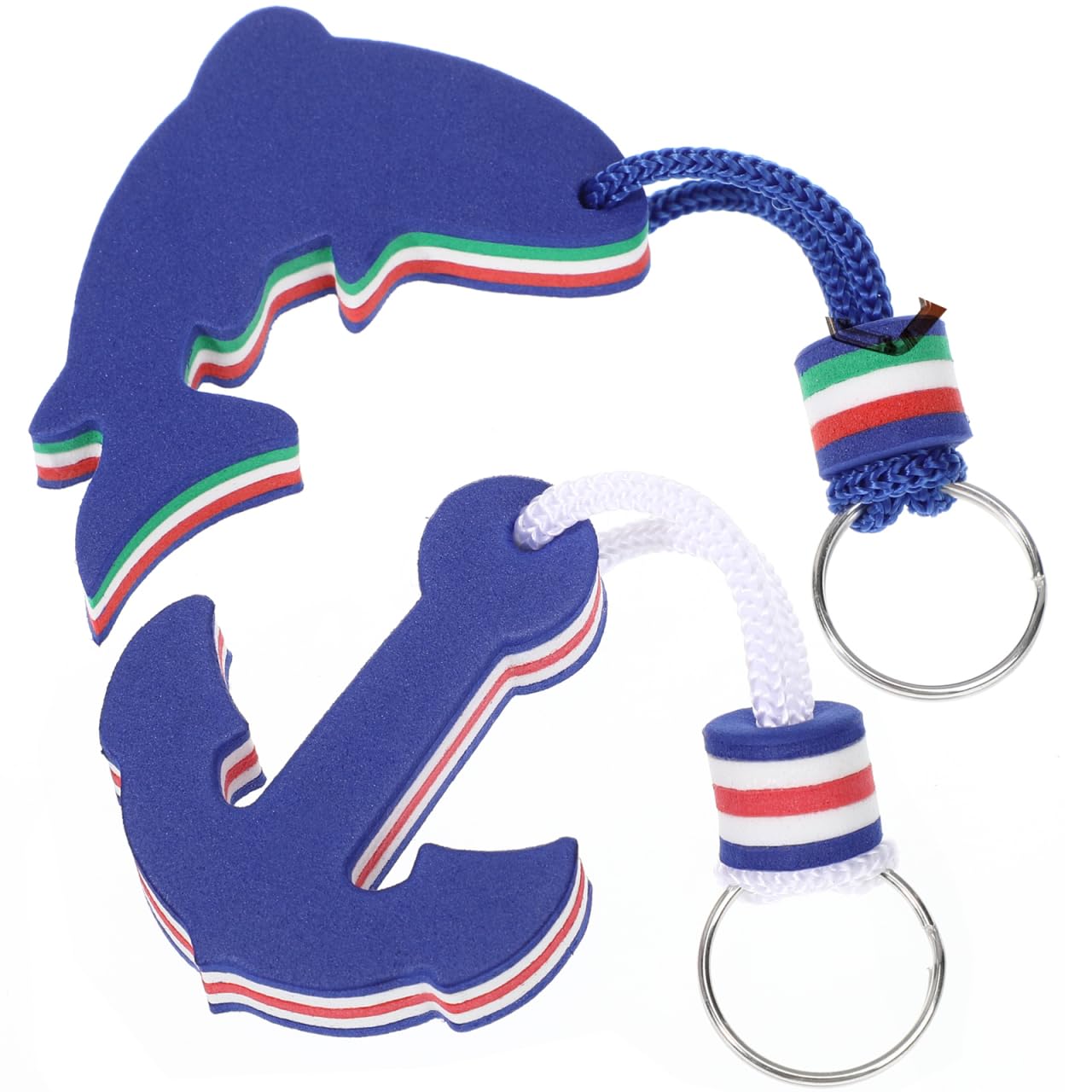 SEWACC 2Pcs Floating Keychains - Waterproof EVA Dolphin & Anchor Keyrings - Buoyant Boat Keys for Kayaking, Fishing, Boating & Water Sports - Perfect for Beach, Pool & Marine Activities
