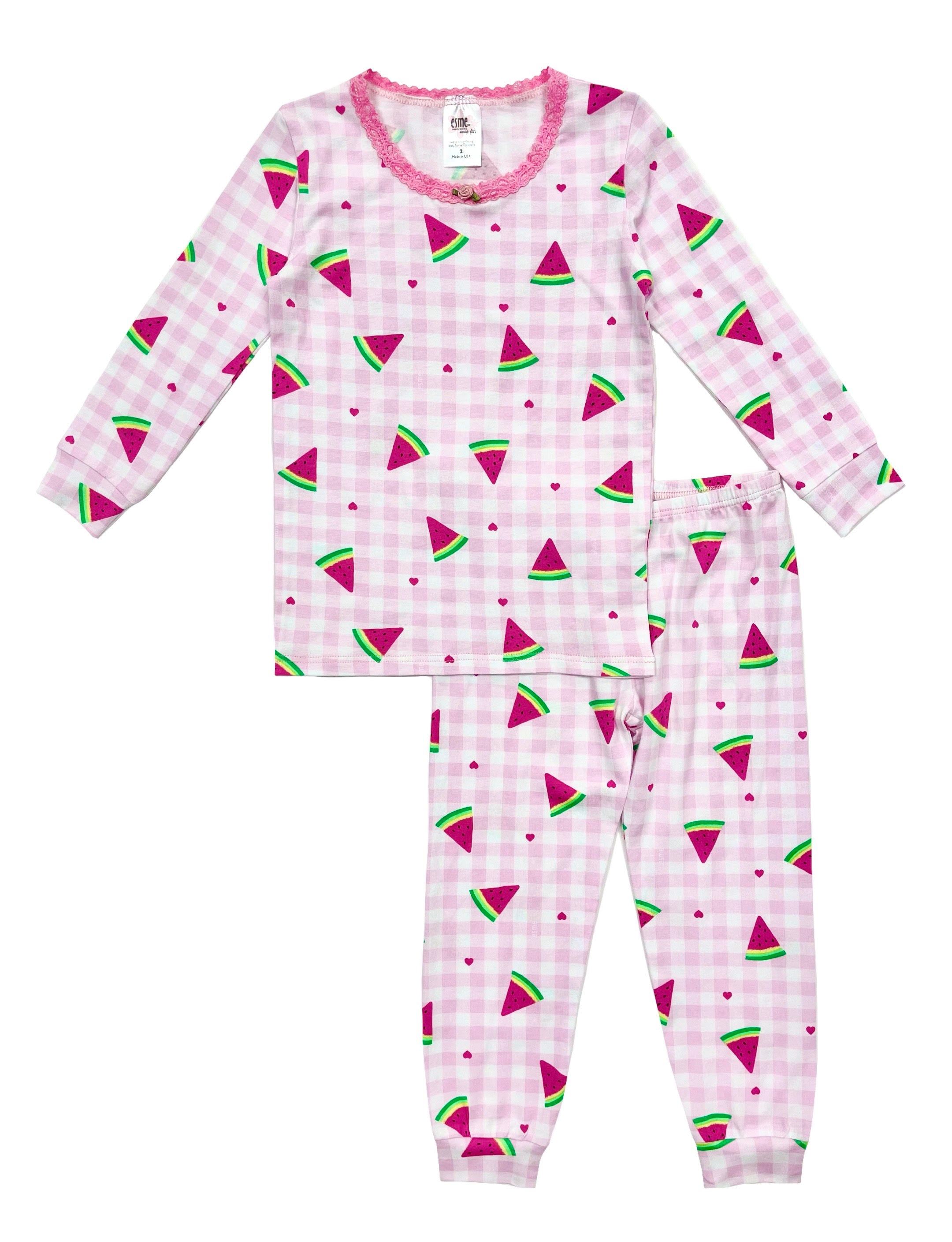 Watermelon Print Full Length Pajama Set for Women - Soft & Comfortable Sleepwear for Nightwear, Loungewear, and Relaxation at Home