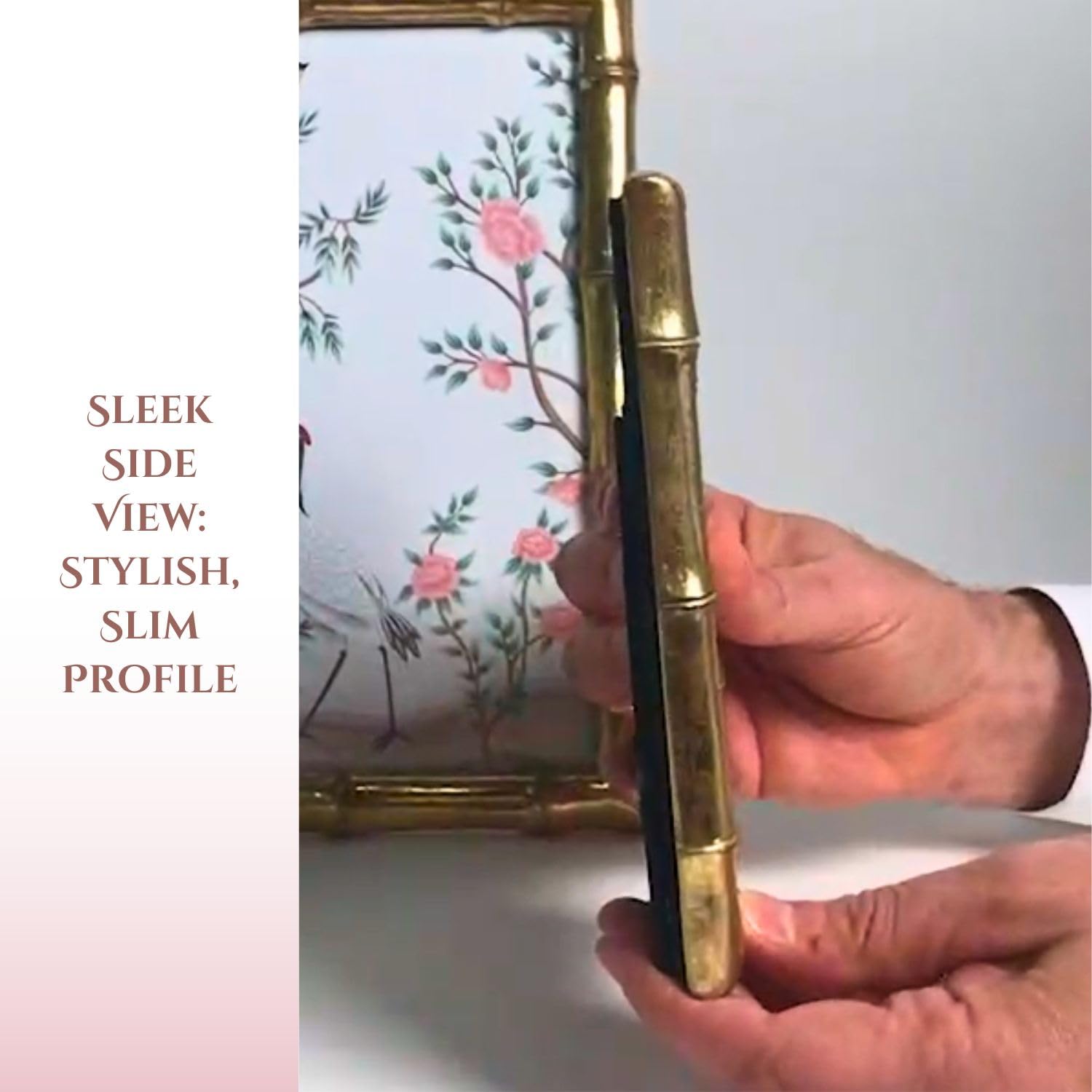 Two's Company Decorative Bamboo Picture Frames Set - 5x7 & 4x6 Gold Wall & Tabletop Frames for Vertical/Horizontal Display - Perfect for Home Decor, Wedding Photos & Office Display