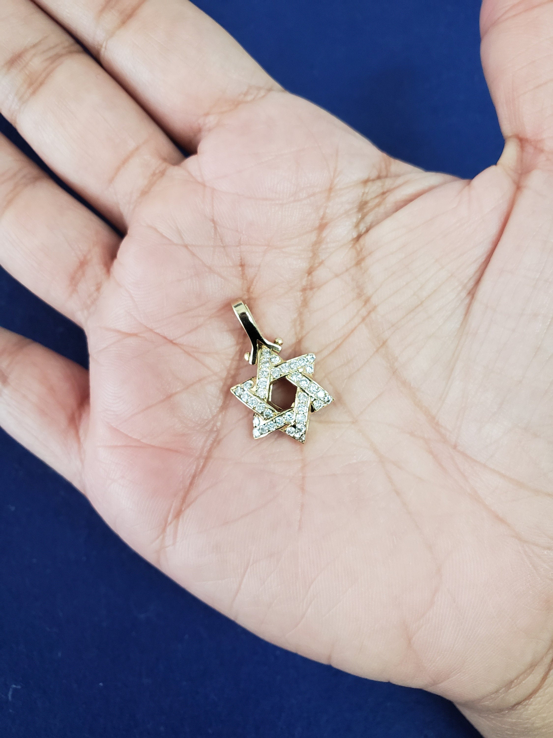 14K Yellow Gold Star of David Diamond Pendant Necklace - 0.68cttw Jewish Jewelry for Hanukkah, Bar Mitzvah & Special Occasions