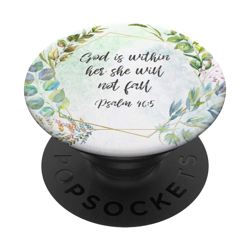 Psalm 46:5 - God Is Within Her She Will Not Fall PopSockets Phone Grip & Stand - Bible Verse Phone Accessory for Women, Christian Gifts for iPhone & Android - Perfect for Daily Inspiration & Faith-Based Protection