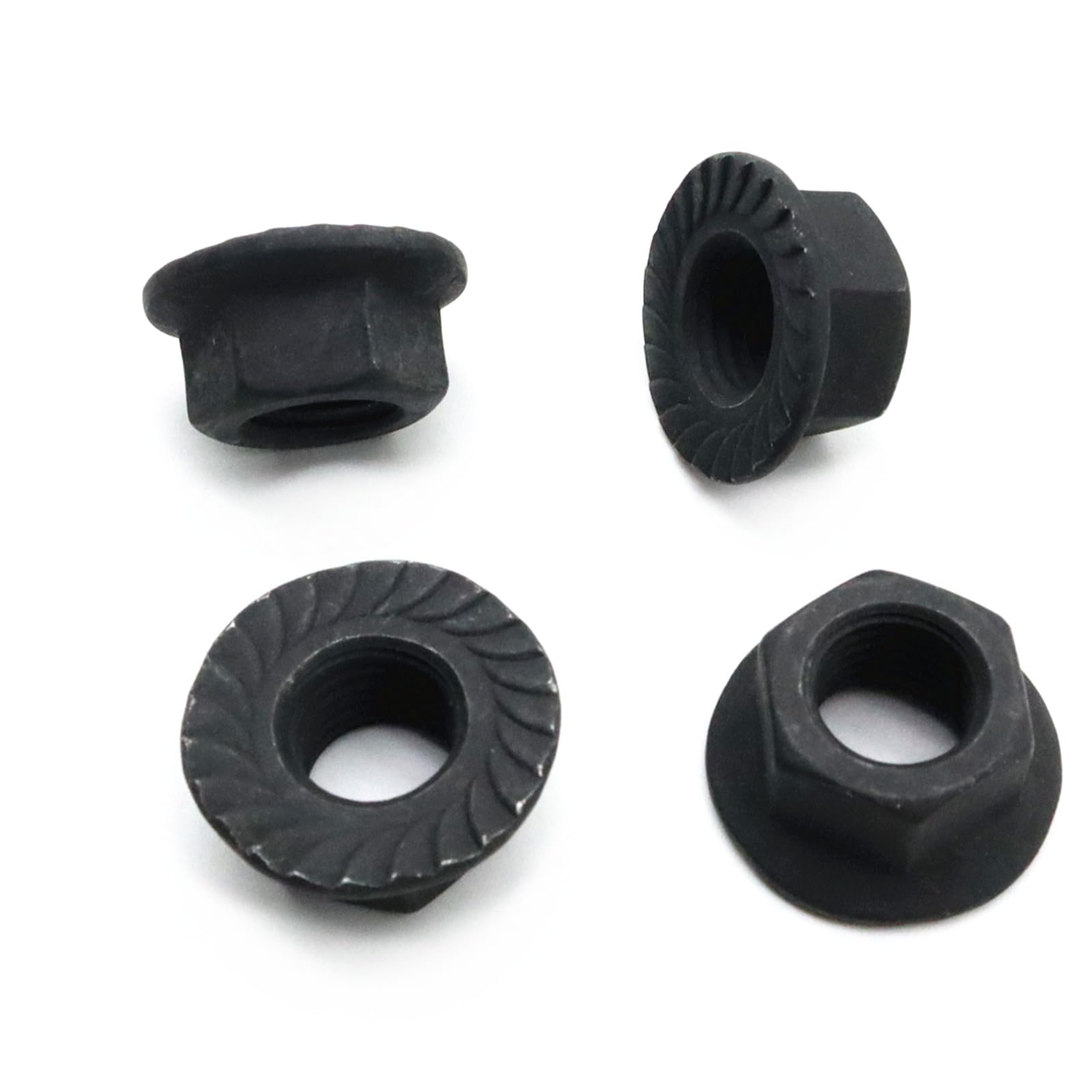 20Pcs M10 x 1.25mm Carbon Steel Serrated Flange Lock Nuts - Metric Hex Flange Nuts with Bright Black Finish - Perfect for Automotive, Machinery & DIY Projects