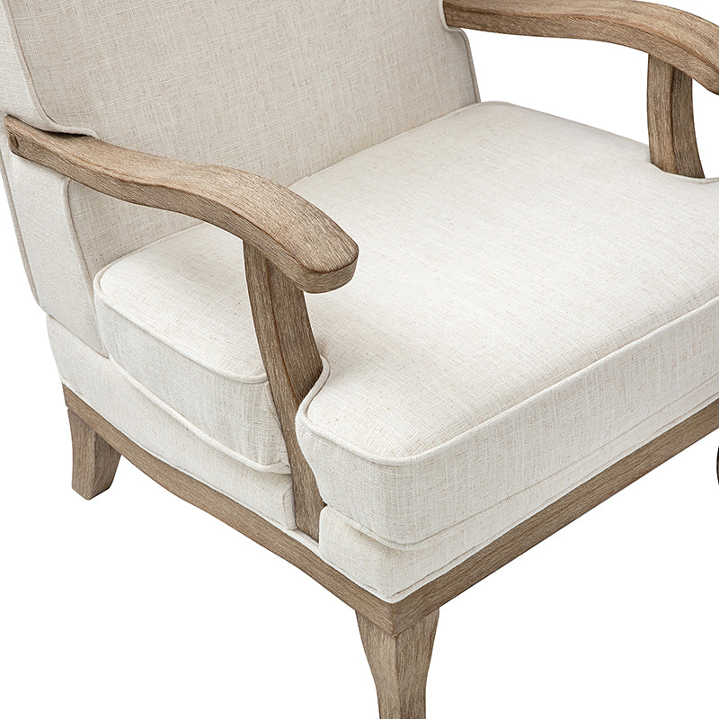Randolph Farmhouse Upholstered Accent Chair with Wooden Legs - Comfortable Living Room Armchair for Home Decor, Reading Nook & Cozy Sitting Area (Multiple Style Options Available)