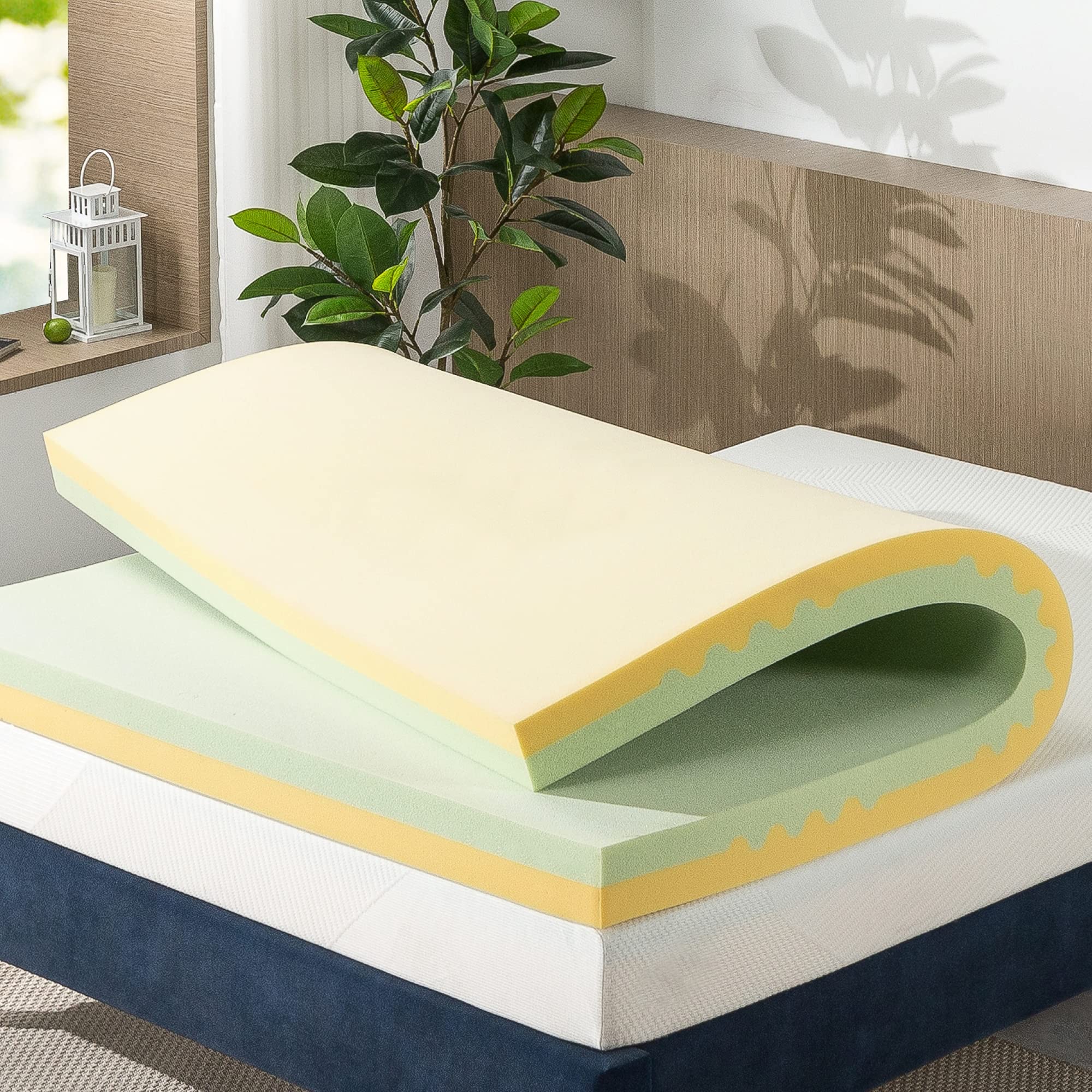 ZINUS 4 Inch Green Tea Memory Foam Mattress Topper - Twin Size, Pressure Relieving & Lumbar Support, CertiPUR-US Certified for Back Pain Relief | Perfect for Guest Beds, Dorm Rooms & Home Comfort Upgrade