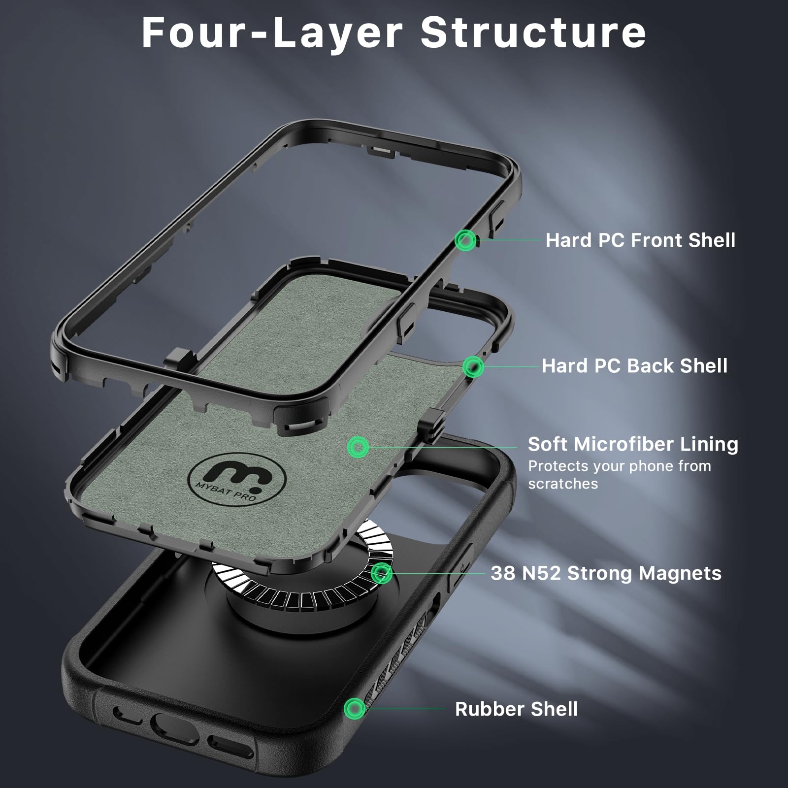 MYBAT PRO Maverick Series iPhone 15 Case with Belt Clip Holster - Magsafe Compatible, Shockproof & Anti-Drop Protection, Built-in 360° Rotating Kickstand & Screen Protector | Heavy Duty Protective Cover for Outdoor, Work & Daily Use (Black)
