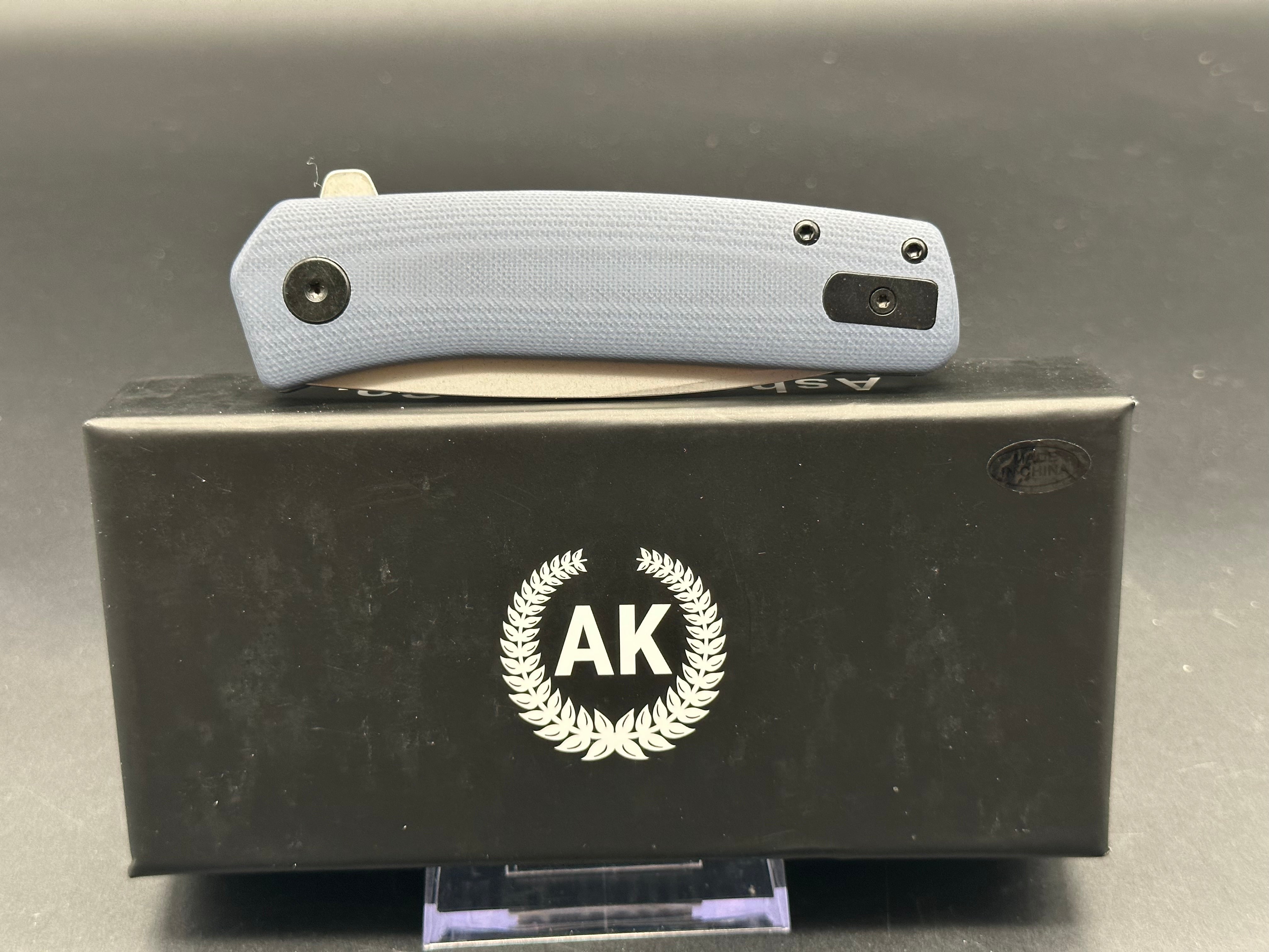 Asher Knives Spiro - Grey Scales Sea of Snakes Etch Blade & Clip (Factory Second) | Tactical EDC, Outdoor Survival, Camping & Hunting Knife