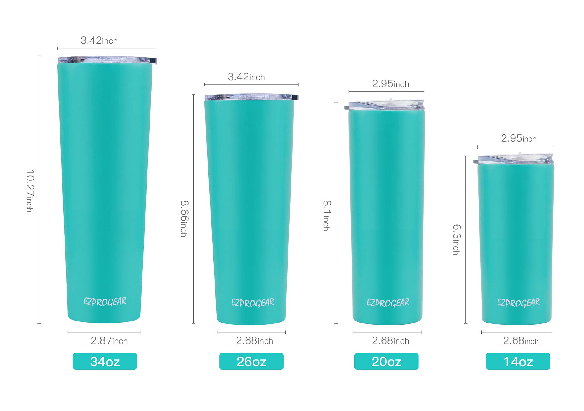 Ezprogear 34 oz Black Stainless Steel Slim Skinny Tumbler - Vacuum Insulated Cup with Straw & Leak-Proof Lid - Keeps Drinks Hot/Cold for Hours - Perfect for Office, Gym, Travel & Outdoor Activities