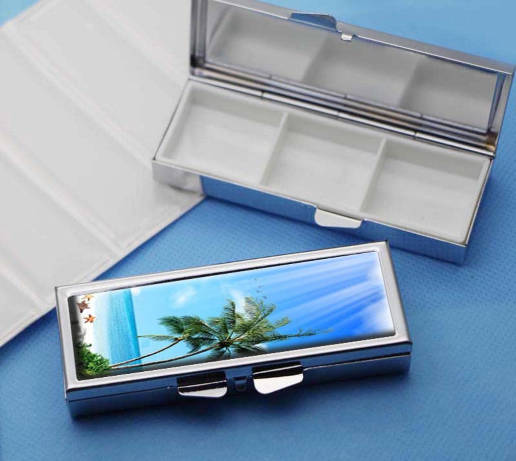 Travel Pill Organizer - Beach Themed Purse & Pocket Pill Case for On-the-Go