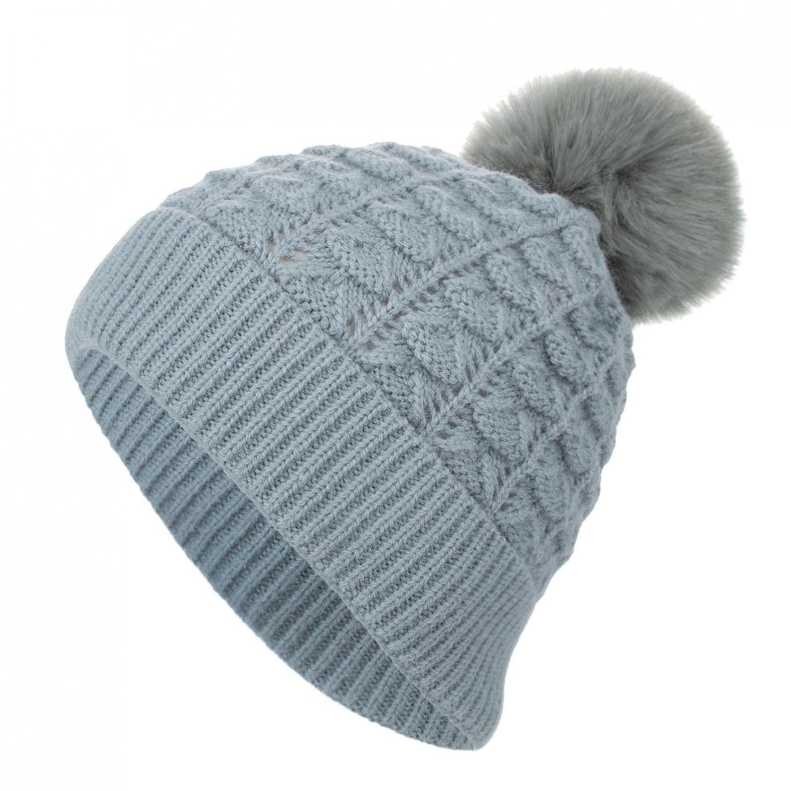 Warm Winter Hats for Women & Men - Satin Lined Beanie with Faux Fur Pom Pom | Cozy Knit Winter Hat for Cold Weather | Perfect for Skiing, Snowboarding & Outdoor Activities