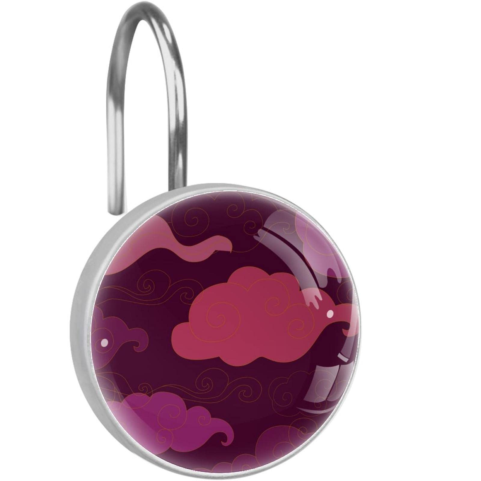 Elegant Purple Decorative Shower Curtain Hooks - Bathroom Accessories for Stylish Home Decor | Perfect for Bathroom, Spa, and Hotel Renovations