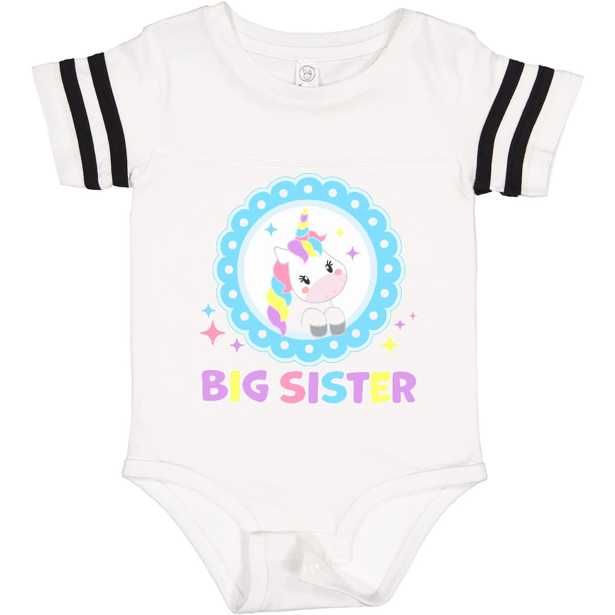 Inktastic Big Sister Cute Unicorn Baby Bodysuit - Soft Cotton Onesie for Newborn & Infant Girls - Perfect Sibling Matching Outfit & Baby Shower Gift