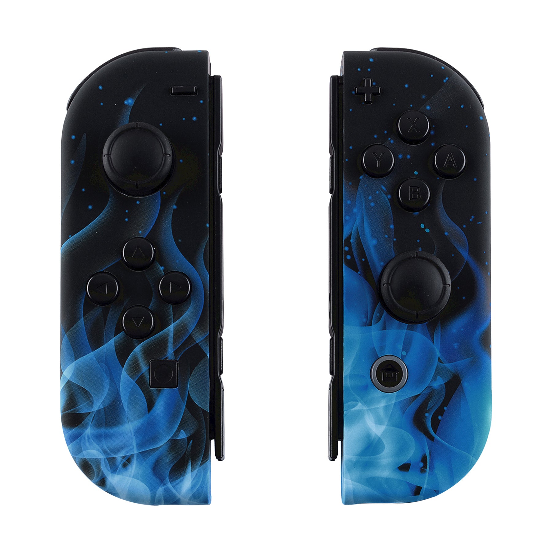 eXtremeRate Soft Touch Grip Blue Flame Controller Shell with Full Button Set - DIY Replacement Housing for Nintendo Switch JoyCon & OLED JoyCon (Console Not Included) - Perfect for Gaming, Customization & Repair