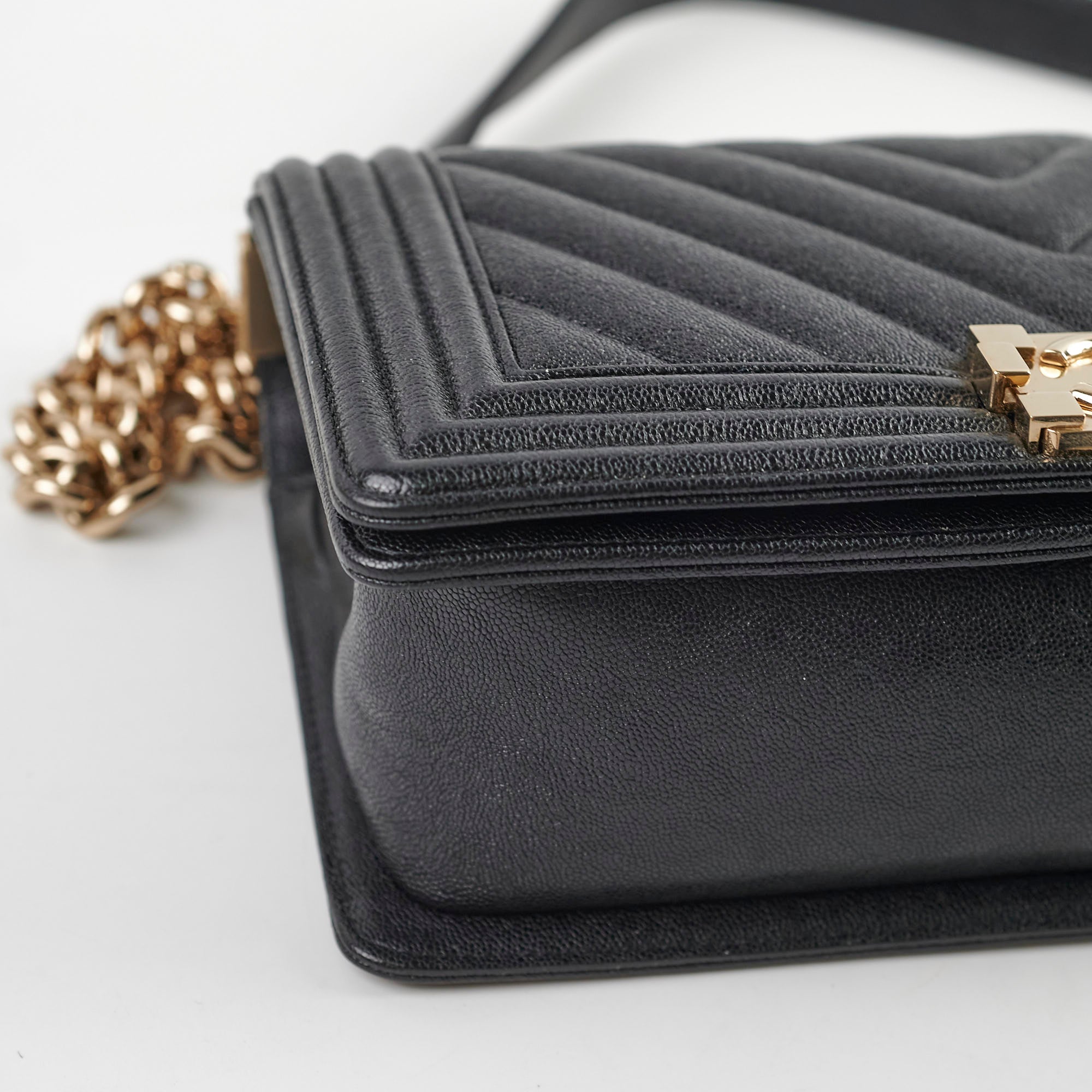 Chanel Boy Medium Flap Bag in Black Chevron Caviar Leather - Perfect for Evening Events & Luxury Fashion Accessories