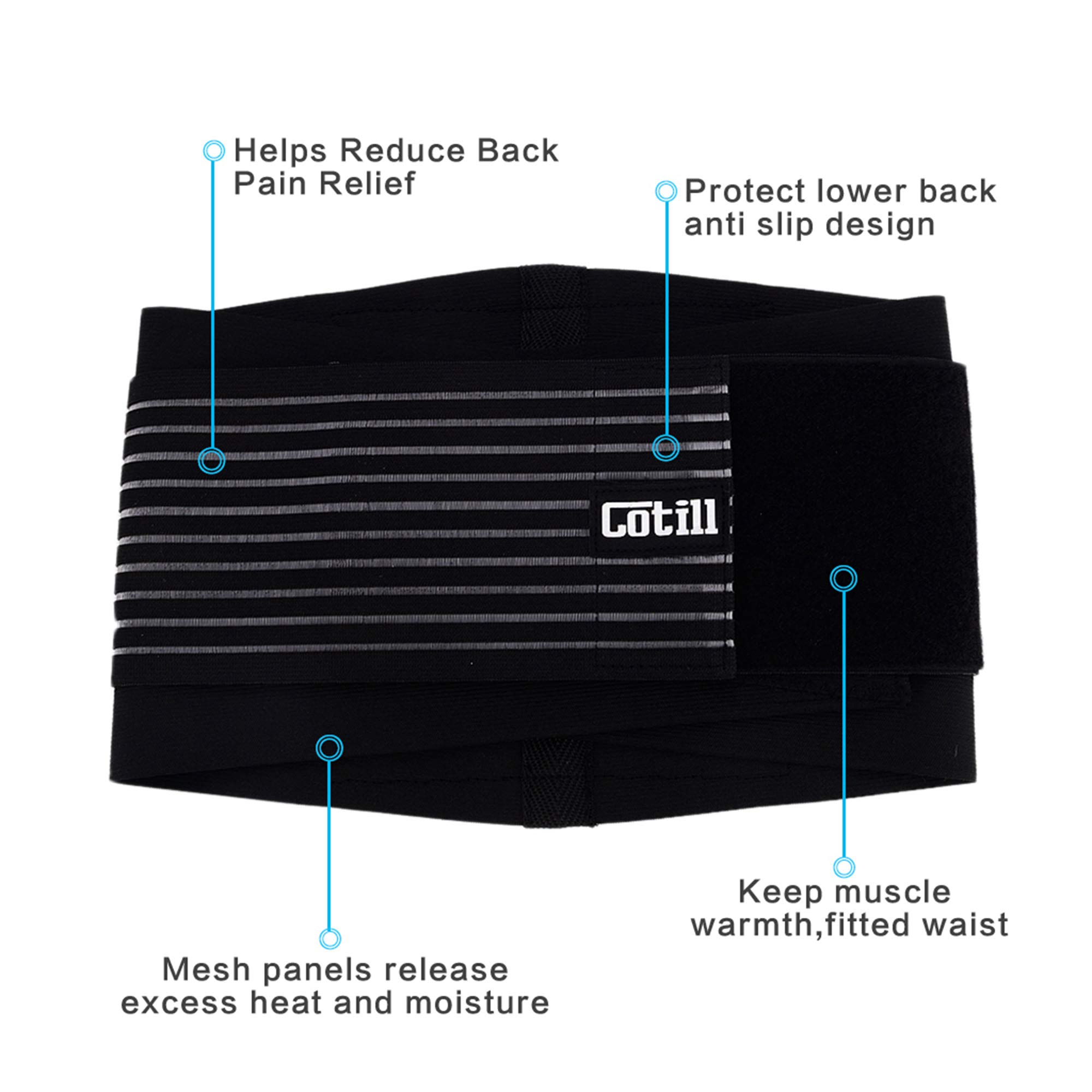 Cotill Lower Back Support Belt for Men & Women - Adjustable Lumbar Brace for Pain Relief, Sciatica, Herniated Disc & Injury Prevention - Breathable Mesh Back Support with Dual Straps (L/XL) - Ideal for Office Work, Driving, Weightlifting & Post-Surgery Recovery