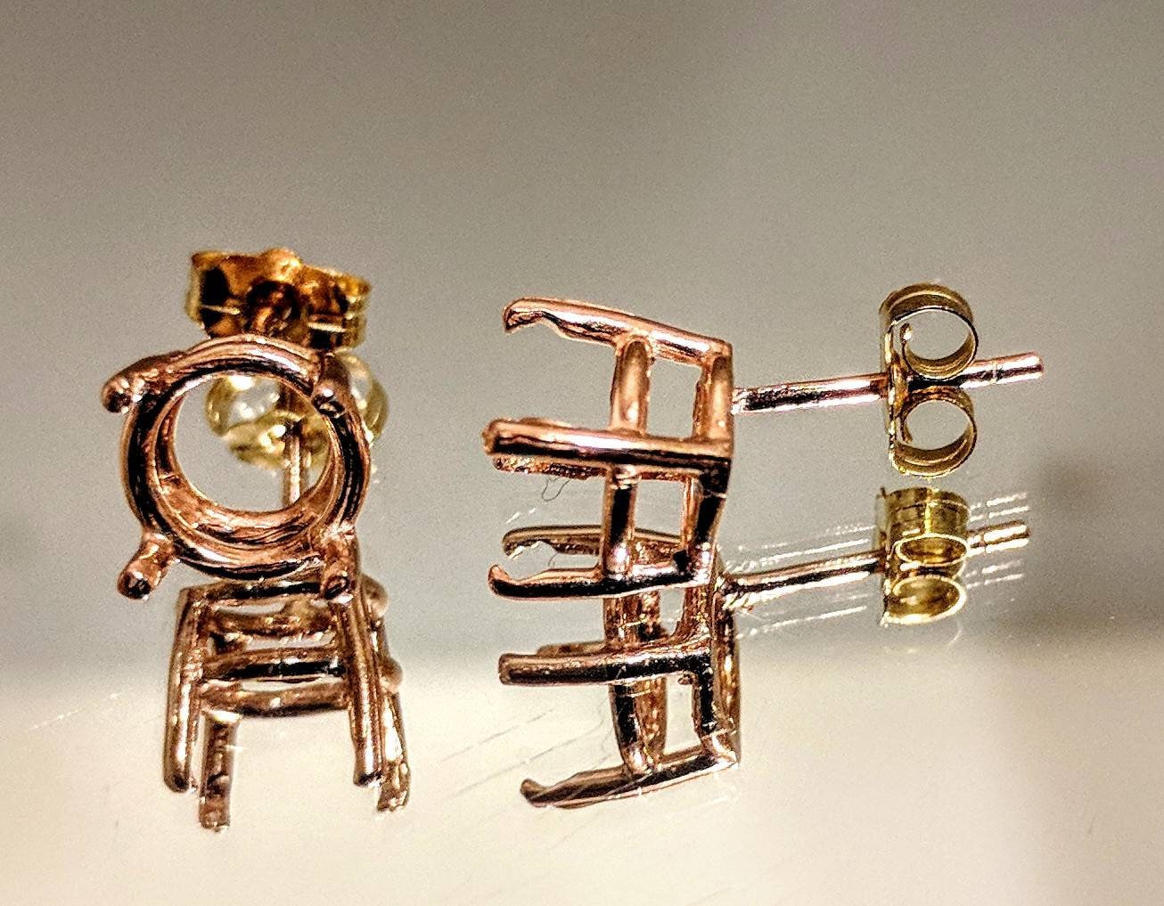 Sterling Silver or 14K Gold Round Earring Settings - 6.5mm & 12mm Sizes - 2 Piece Set - Made in USA - Perfect for DIY Jewelry Making & Earring Designs