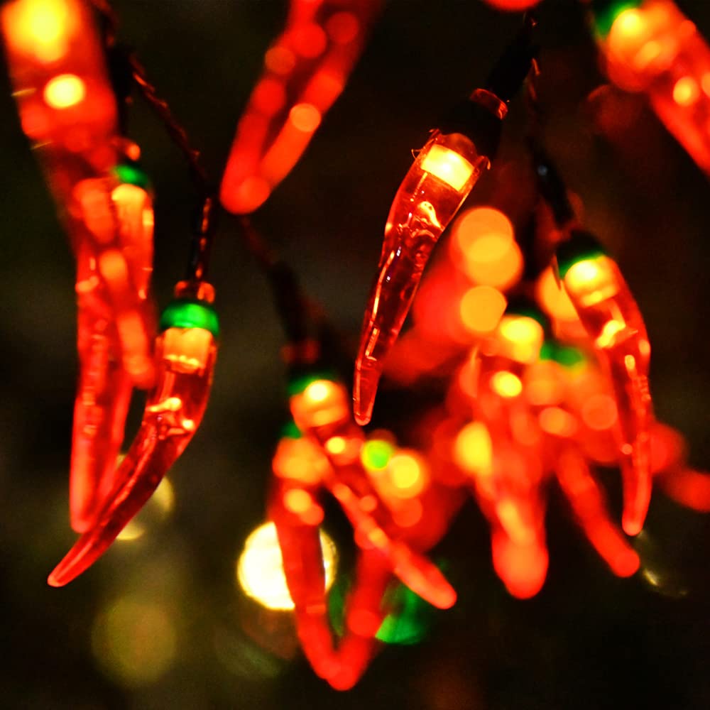 50LED Solar Red Chili String Lights - 23FT Outdoor Waterproof Fairy Lights for Garden, Porch, Wedding, Party & Christmas Decor - Energy-Efficient Solar-Powered LED Chili Pepper Lights for Holiday & Harvest Decoration