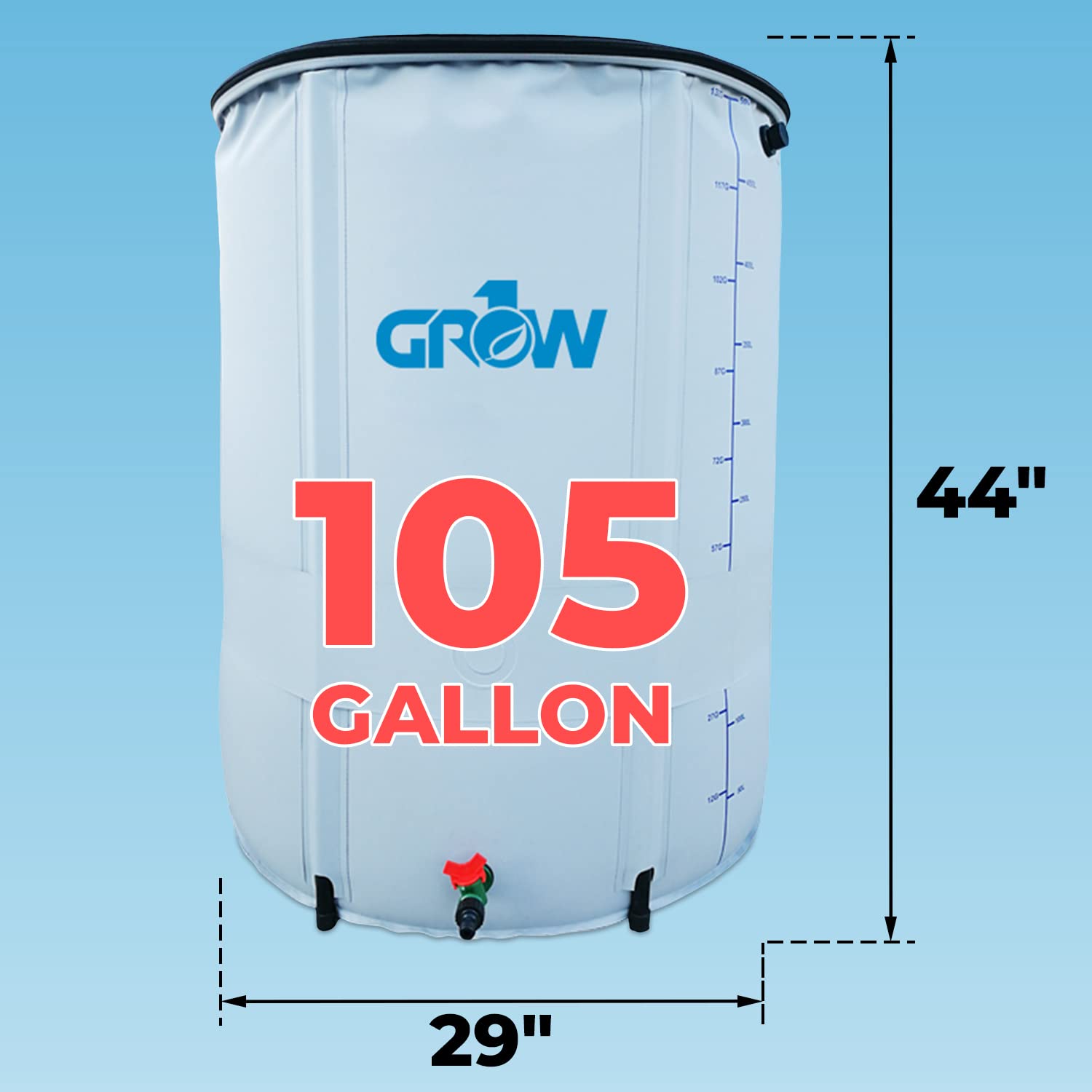GROW1 105 Gallon Collapsible Water Storage Tank - Portable Reservoir Barrel for Garden, Greenhouse & Outdoor Plants | Perfect for Gardening, Emergency Water Supply & Camping
