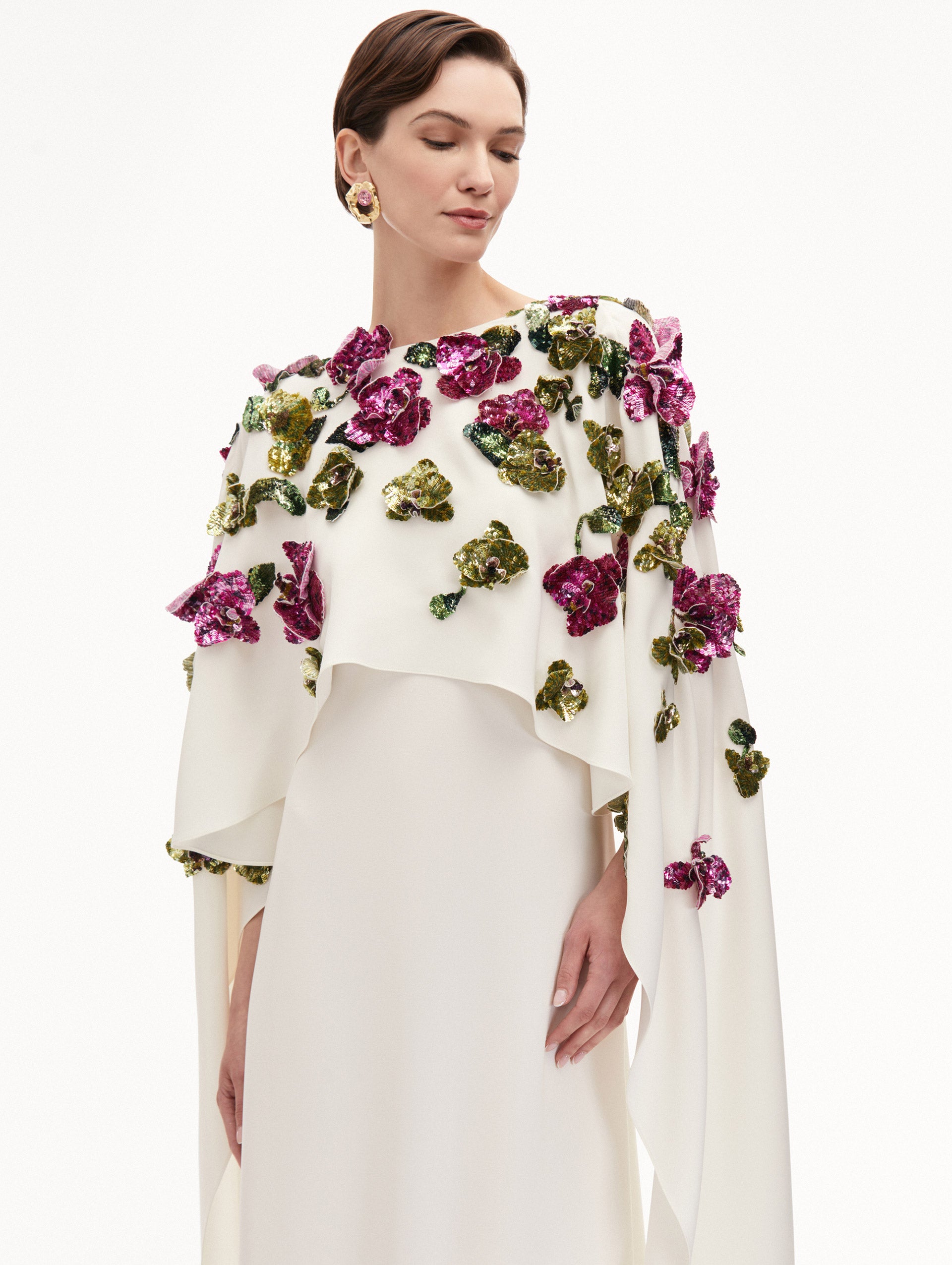 Elegant Orchid Sequin Embroidered Caftan Dress for Women - Boho Chic Beach Cover Up, Pool Party, Vacation & Summer Outfit
