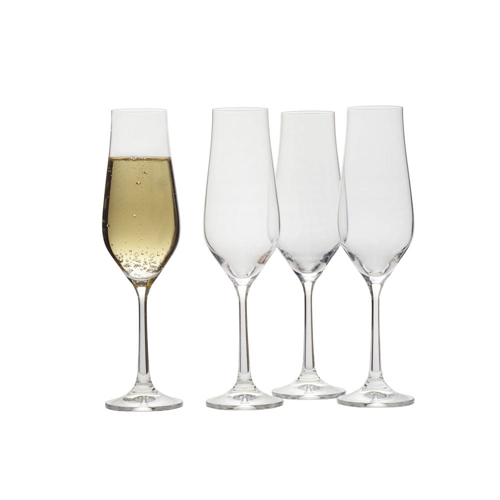 Elegant Grace Set of 4 Champagne Flute Glasses - Premium Crystal Glassware for Weddings, Parties & Celebrations - Perfect for Toasting, Anniversaries & Romantic Dinners