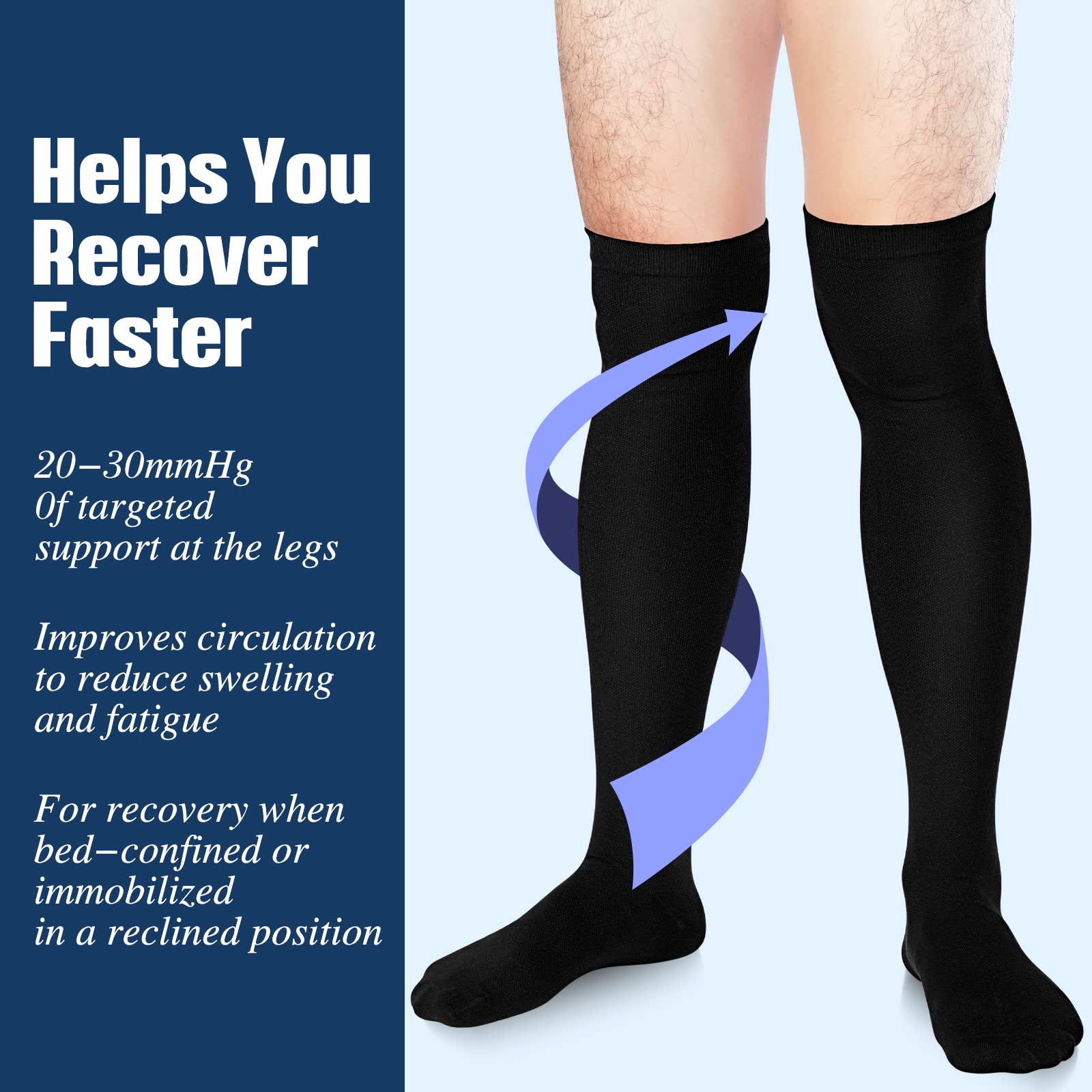 Sureio 6 Pairs Thigh High Compression Socks for Men & Women - 20-30 mmHg Knee High Support Socks with Non-Slip Grip - Ideal for Running, Travel & Varicose Vein Relief