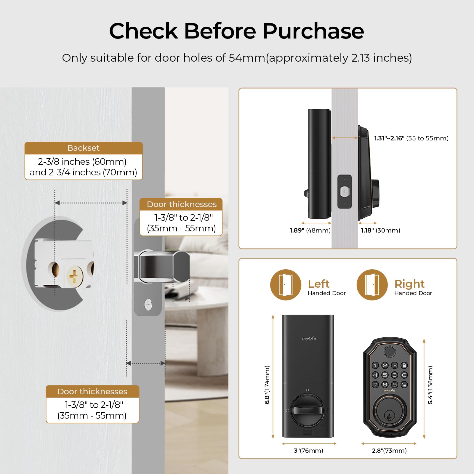 Smart WiFi Door Lock D280W - Keyless Entry Fingerprint Deadbolt with Built-in WiFi, App Remote Control & Electronic Keypad | Alexa Compatible Auto-Locking Front Door Security System for Home & Office | Easy DIY Installation