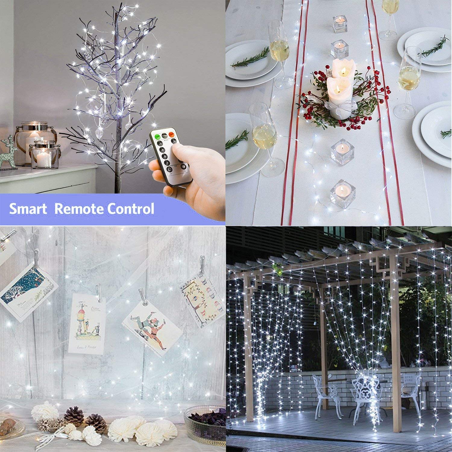 TingMiao 100 LED Fairy Lights - 33ft Cool White Battery Operated String Lights with Remote & Timer, Waterproof Copper Wire for Christmas Tree, Wedding, Party, Home, Garden, Bedroom Decor (2 Pack) - Perfect for Indoor/Outdoor Holiday & Event Lighting