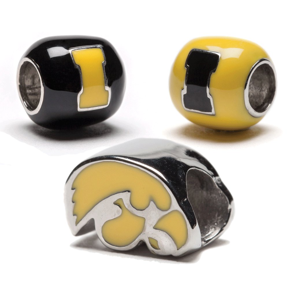 **Officially Licensed University of Iowa Jewelry - UI Hawkeyes Yellow & Black Stainless Steel Charms | UI Gifts for Students, Alumni & Fans | Perfect for Game Day, Graduation & Hawkeye Pride**