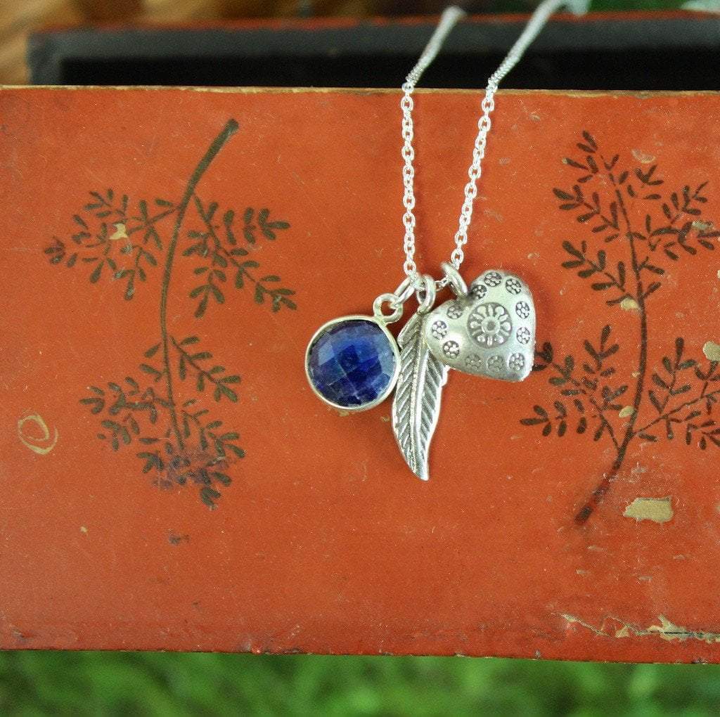 Heart Feather Lapis Necklace - Elegant Blue Gemstone Jewelry for Women, Gift for Her, Perfect for Valentine's Day & Anniversary
