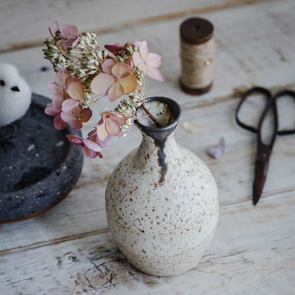 Handmade Brown Stoneware Bud Vase - Small Ceramic Flower Vase for Home Decor, Wedding Centerpieces & Tabletop Arrangements