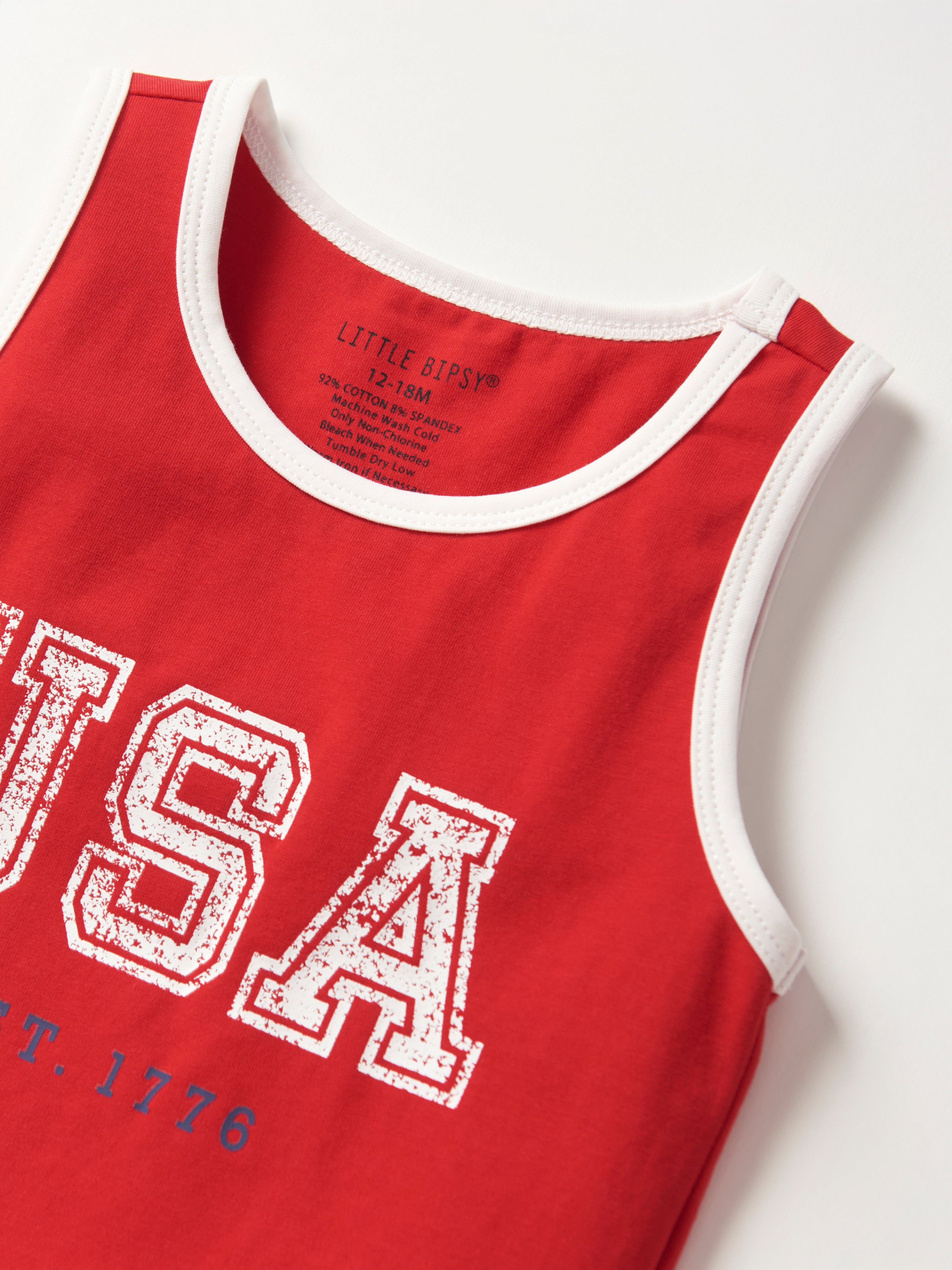USA Flag Red Tank Top for Men - Patriotic American Graphic Tee for 4th of July, BBQ, and Summer Outings