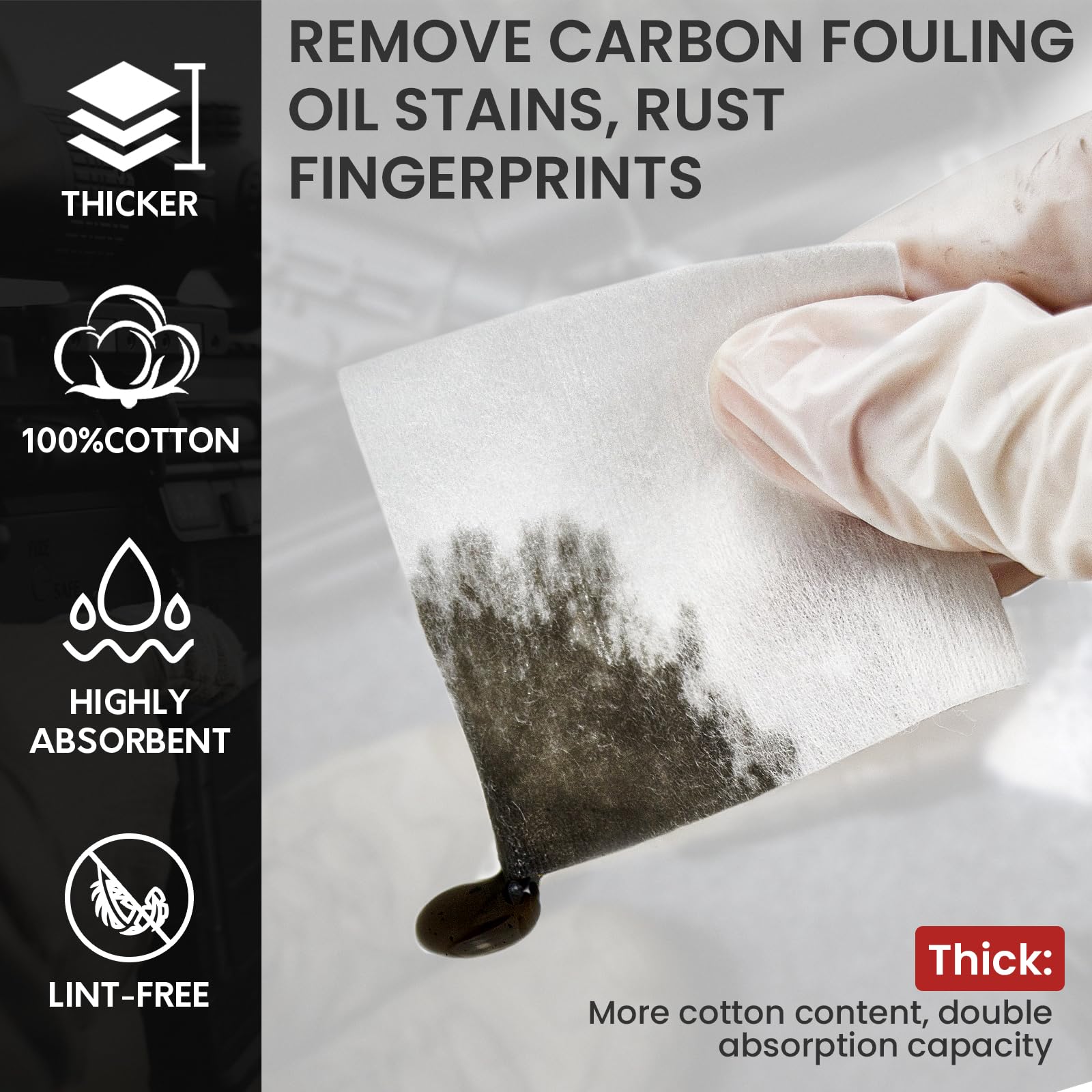 Premium Double Cotton Gun Cleaning Patches - Highly Absorbent 3