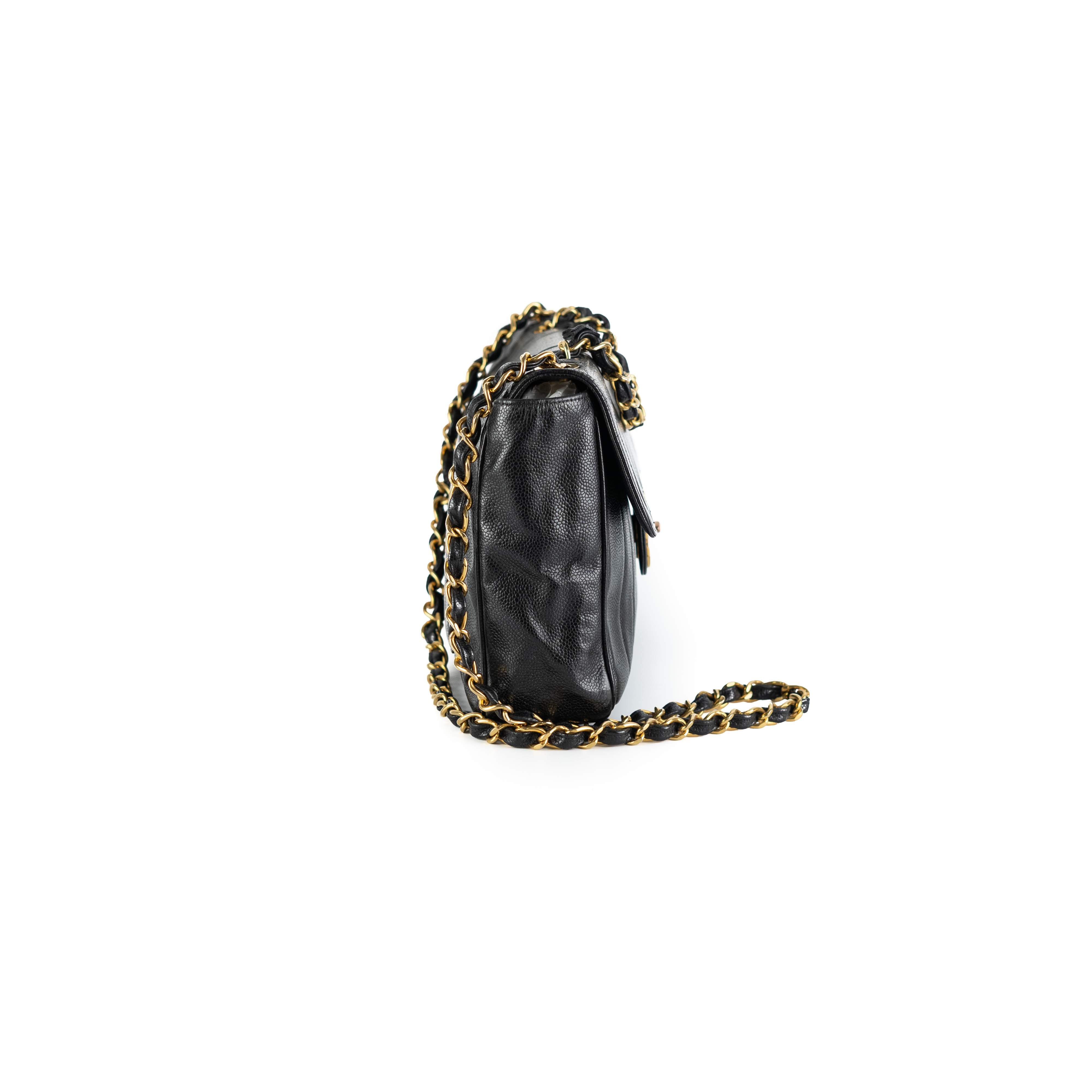 Chanel CC Vertical Jumbo Flap Bag in Black Caviar Leather - Luxury Designer Shoulder Bag for Women, Perfect for Evening Events & Special Occasions