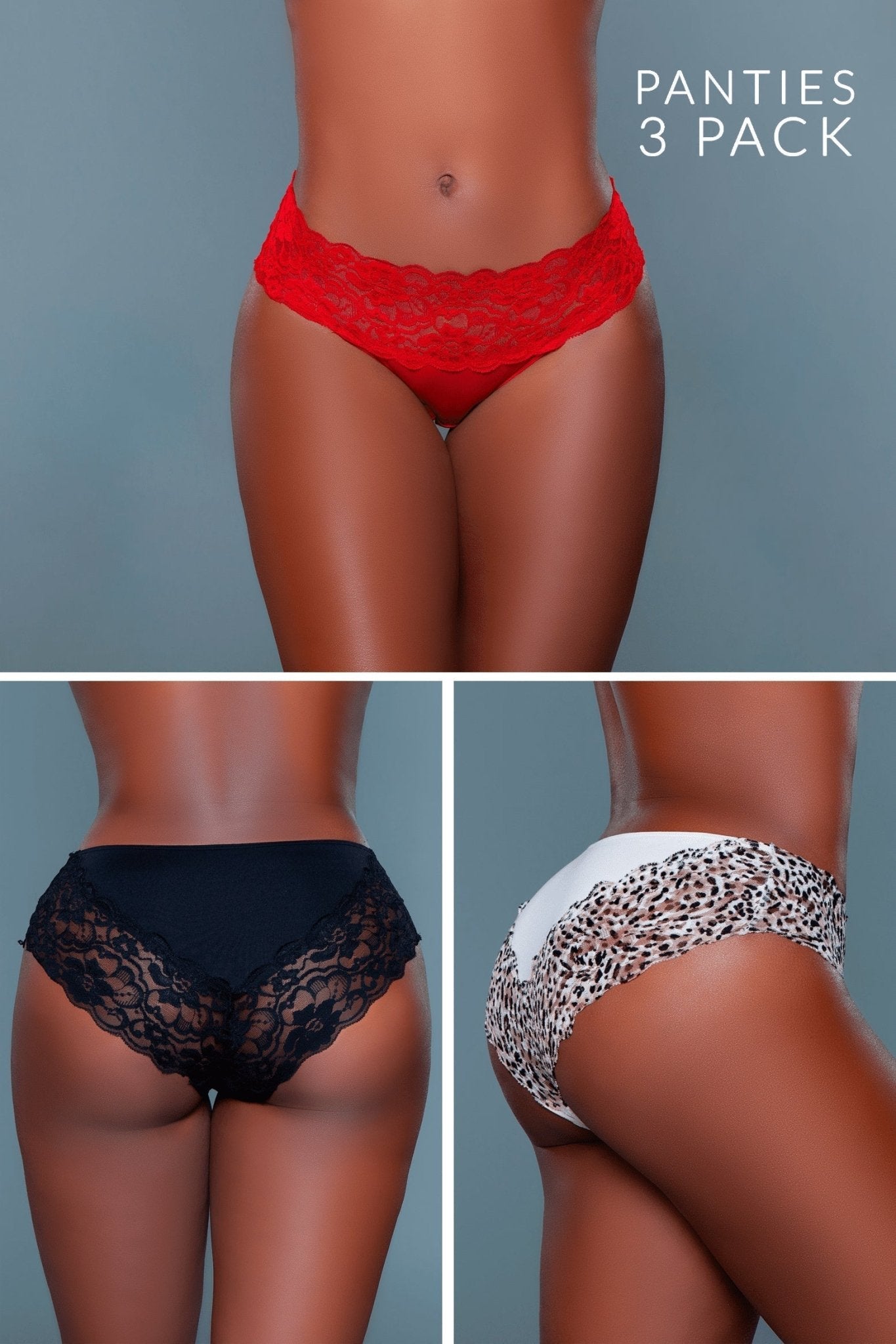 BeWicked Women's Arlo Bikini Panty 3 Pack - Sexy Comfortable Underwear Set for Everyday Wear & Special Occasions