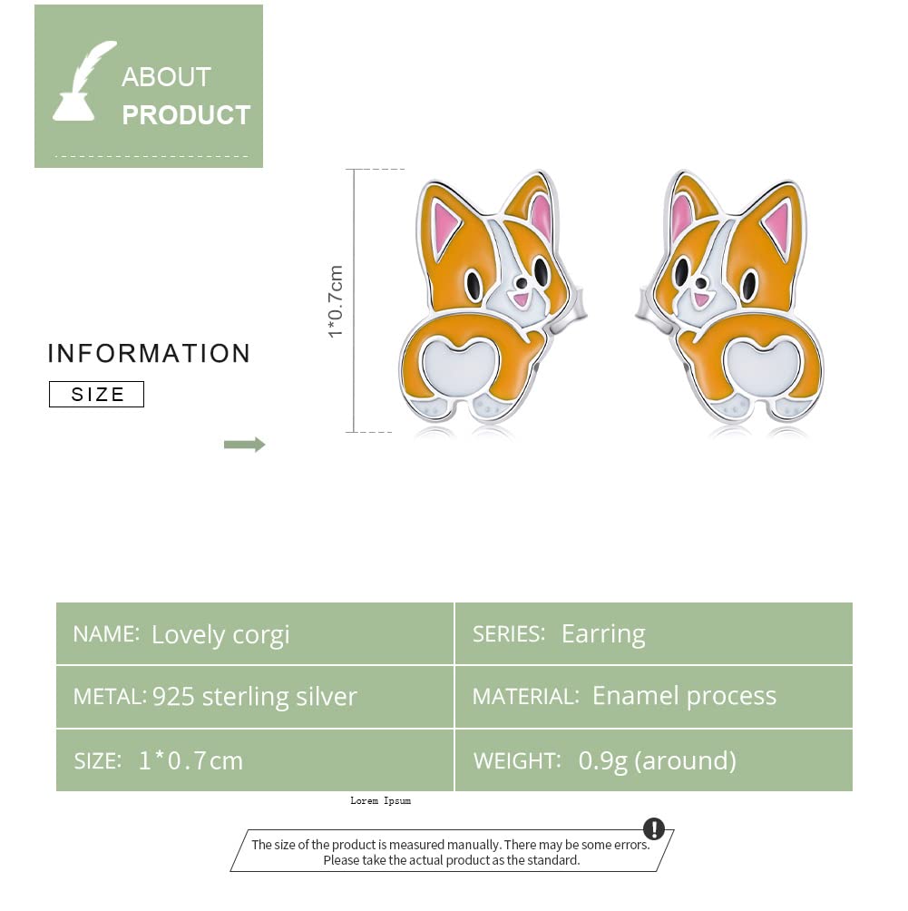 925 Sterling Silver Cute Animal Stud Earrings - Cartoon Frog Prince, Big Eyed Bird, Giraffe, Corgi Dog & Raccoon Designs | Hypoallergenic Enamel Jewelry for Women | Perfect for Casual Wear, Gifts & Everyday Fashion Accessories